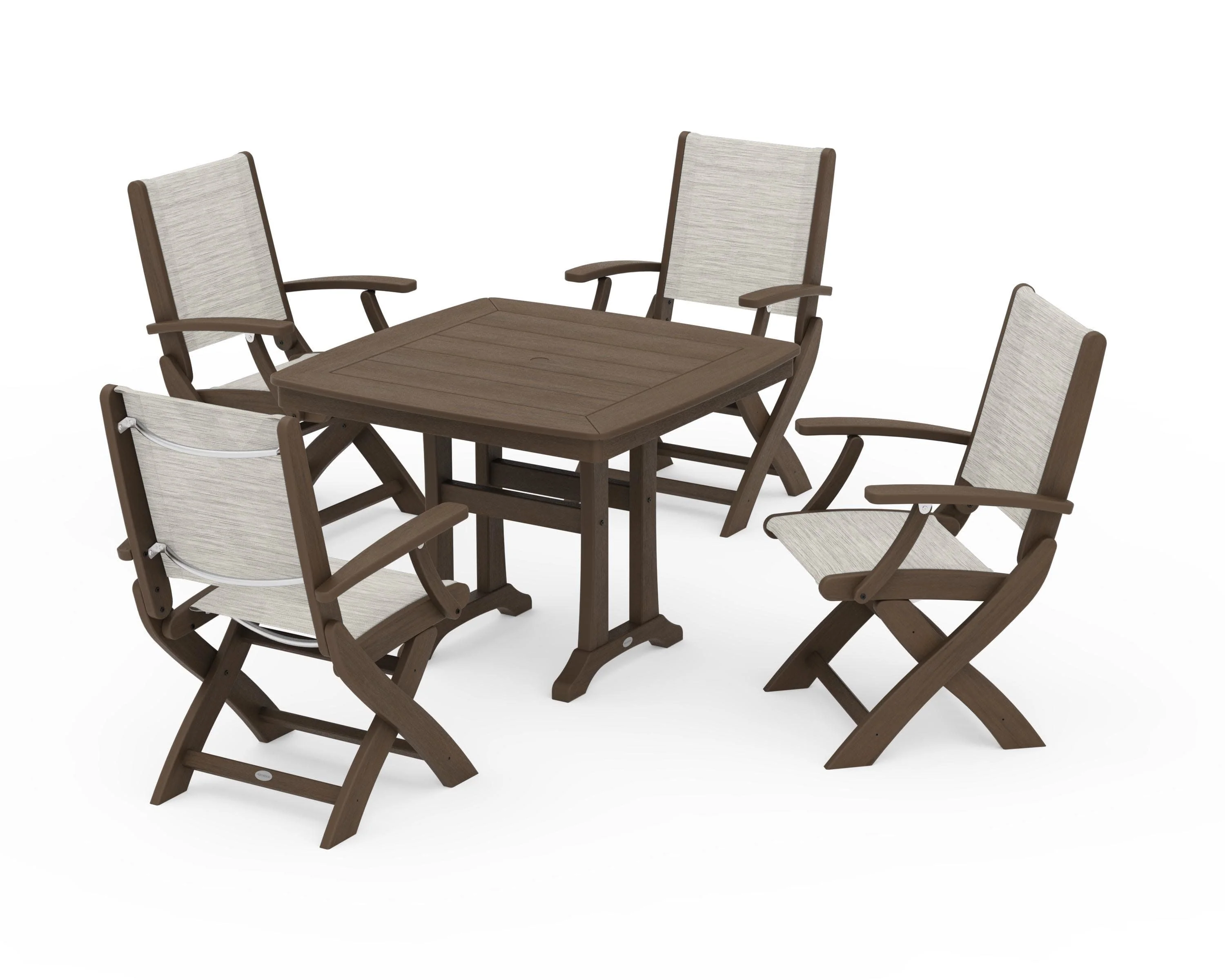 Coastal Folding Chair 5-Piece Dining Set with Trestle Legs - Image 144