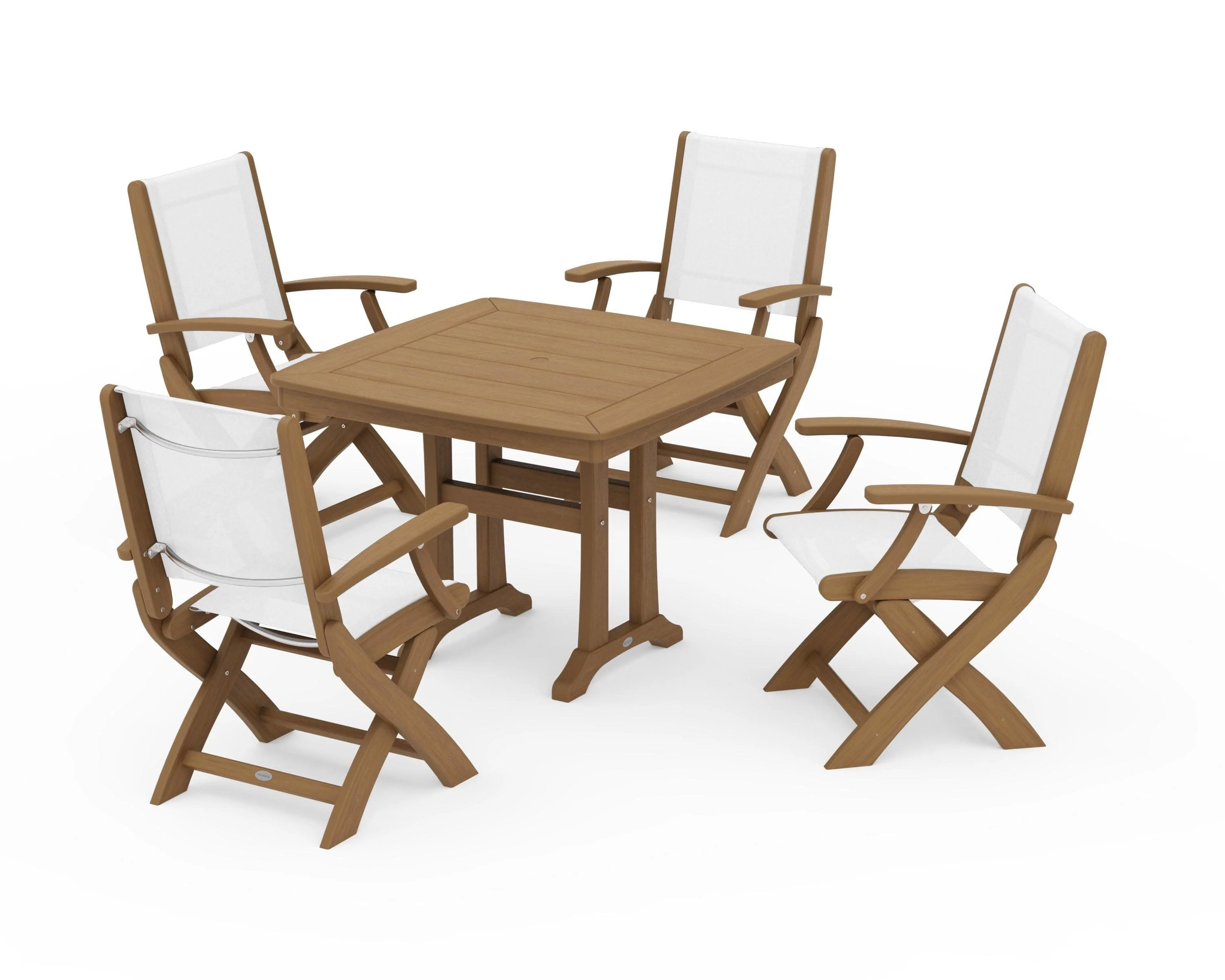 Coastal Folding Chair 5-Piece Dining Set with Trestle Legs - Image 146
