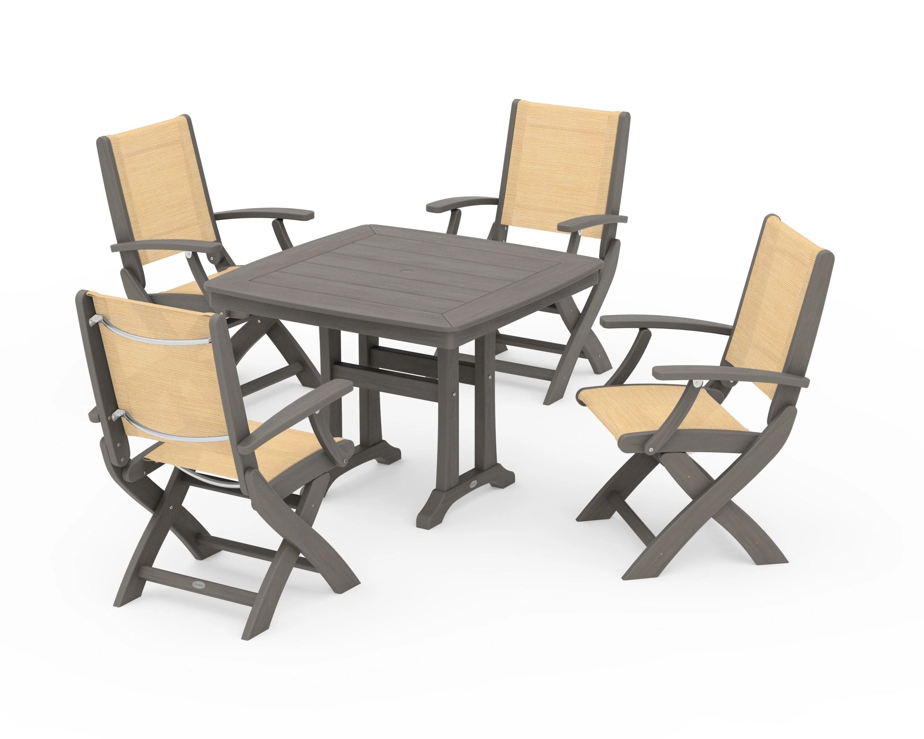 Coastal Folding Chair 5-Piece Dining Set with Trestle Legs - Image 147