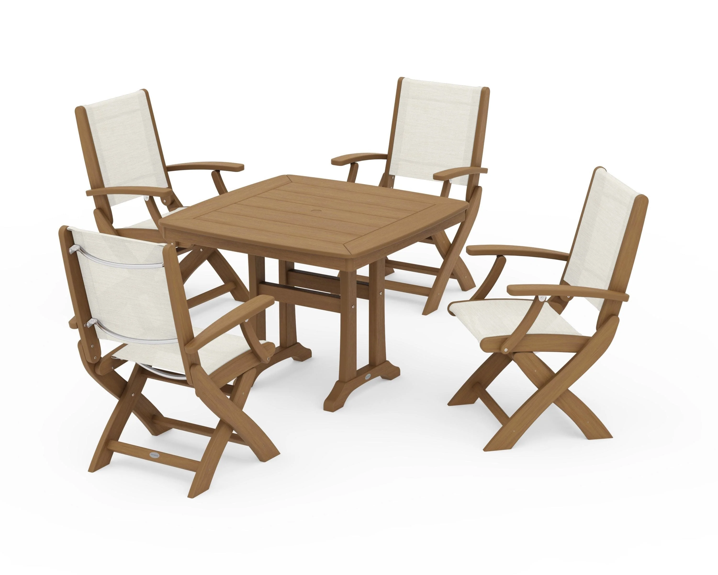 Coastal Folding Chair 5-Piece Dining Set with Trestle Legs - Image 148
