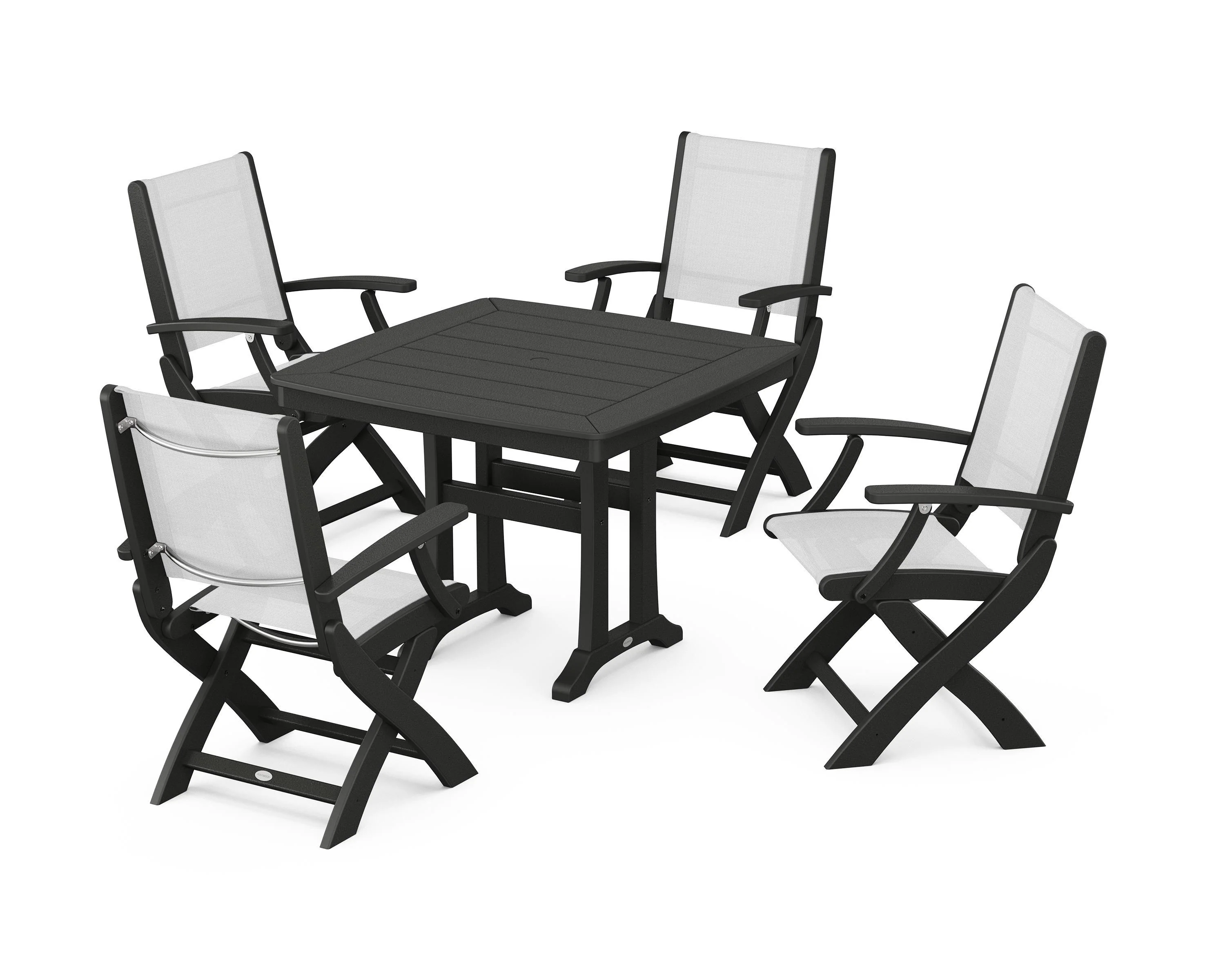 Coastal Folding Chair 5-Piece Dining Set with Trestle Legs - Image 15
