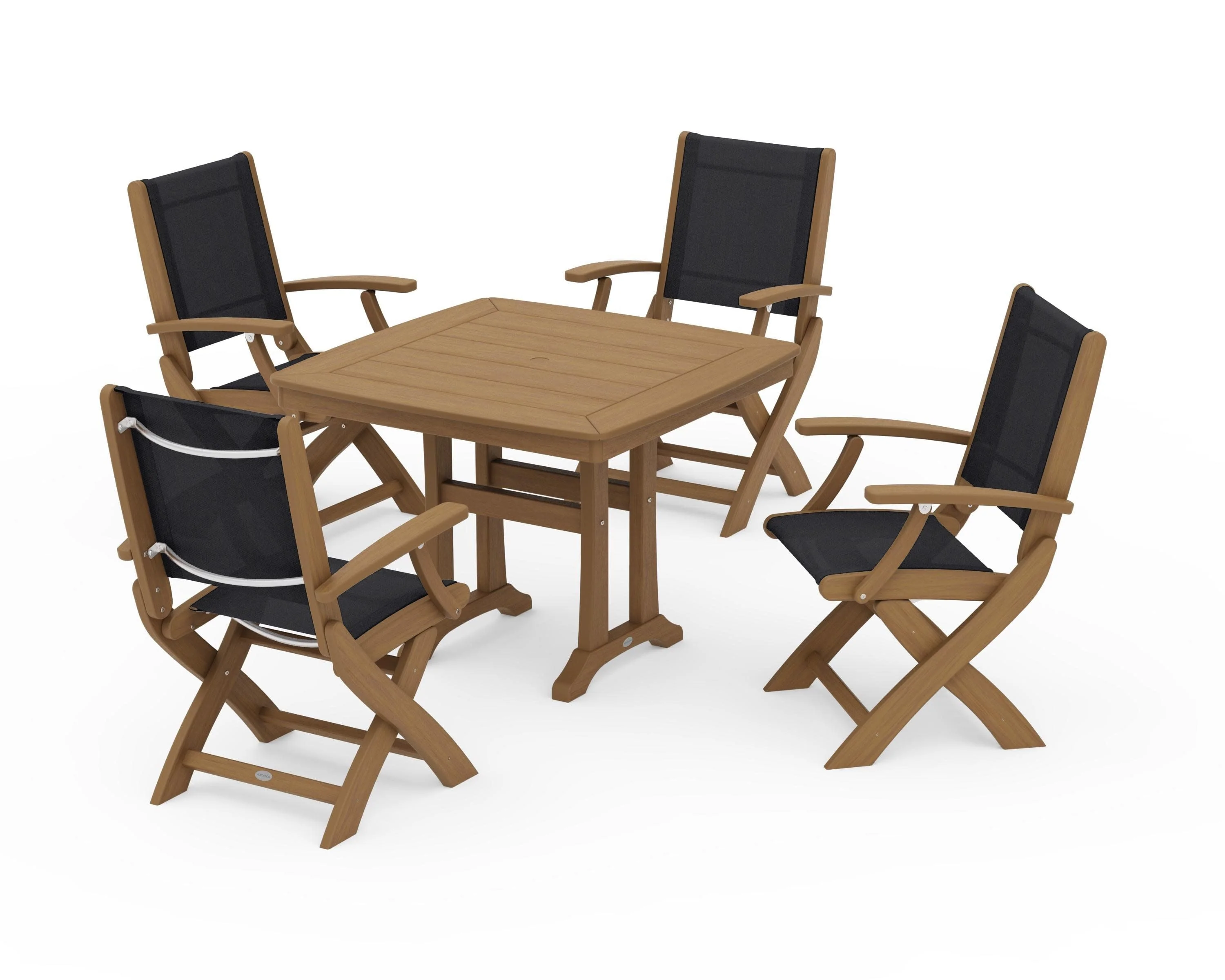 Coastal Folding Chair 5-Piece Dining Set with Trestle Legs - Image 151