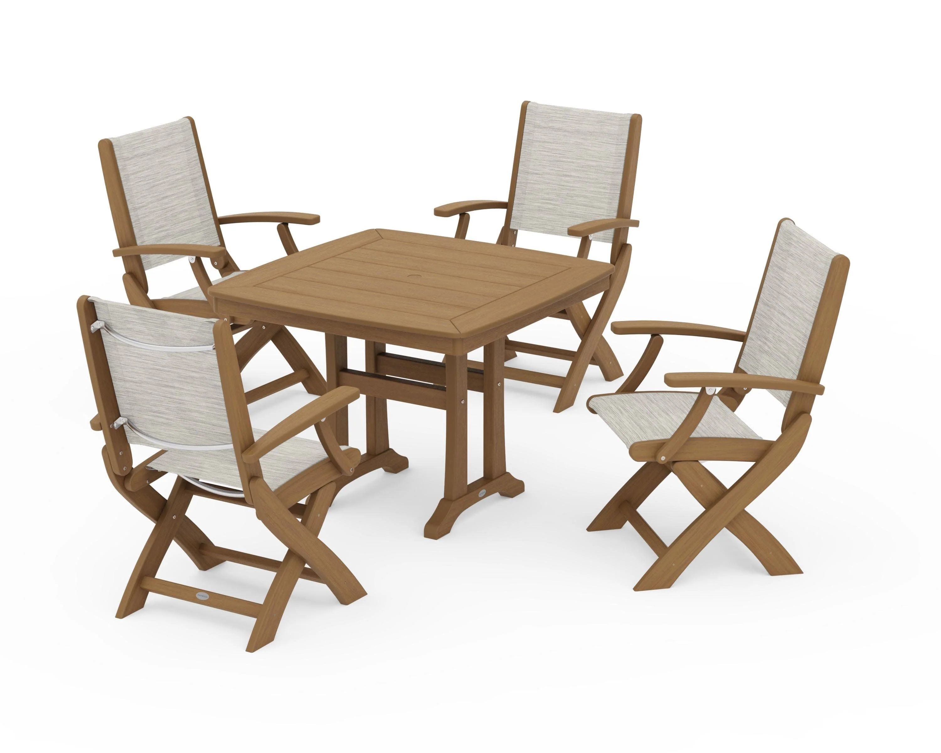 Coastal Folding Chair 5-Piece Dining Set with Trestle Legs - Image 152