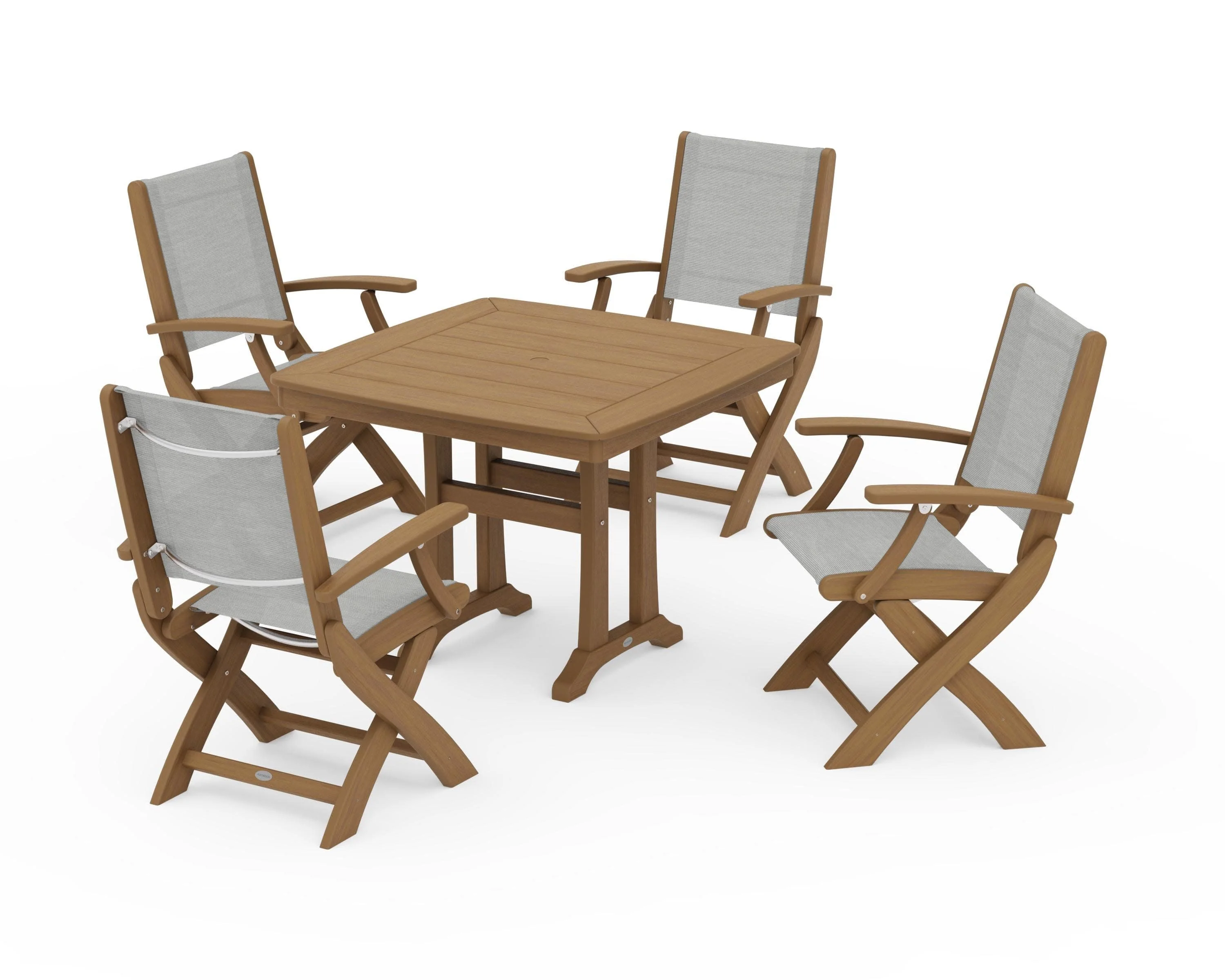 Coastal Folding Chair 5-Piece Dining Set with Trestle Legs - Image 153