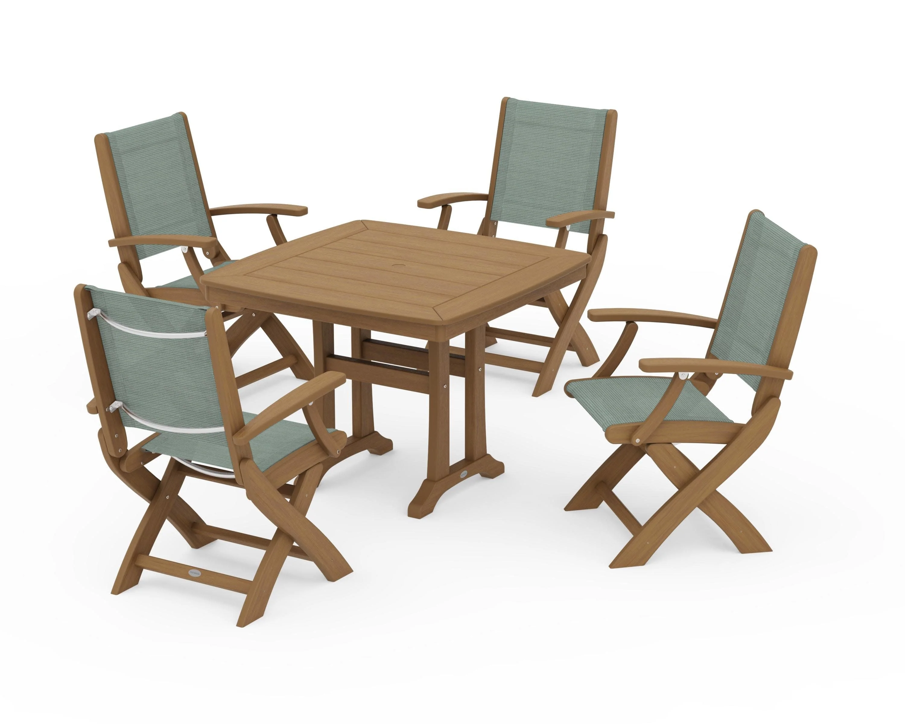 Coastal Folding Chair 5-Piece Dining Set with Trestle Legs - Image 155