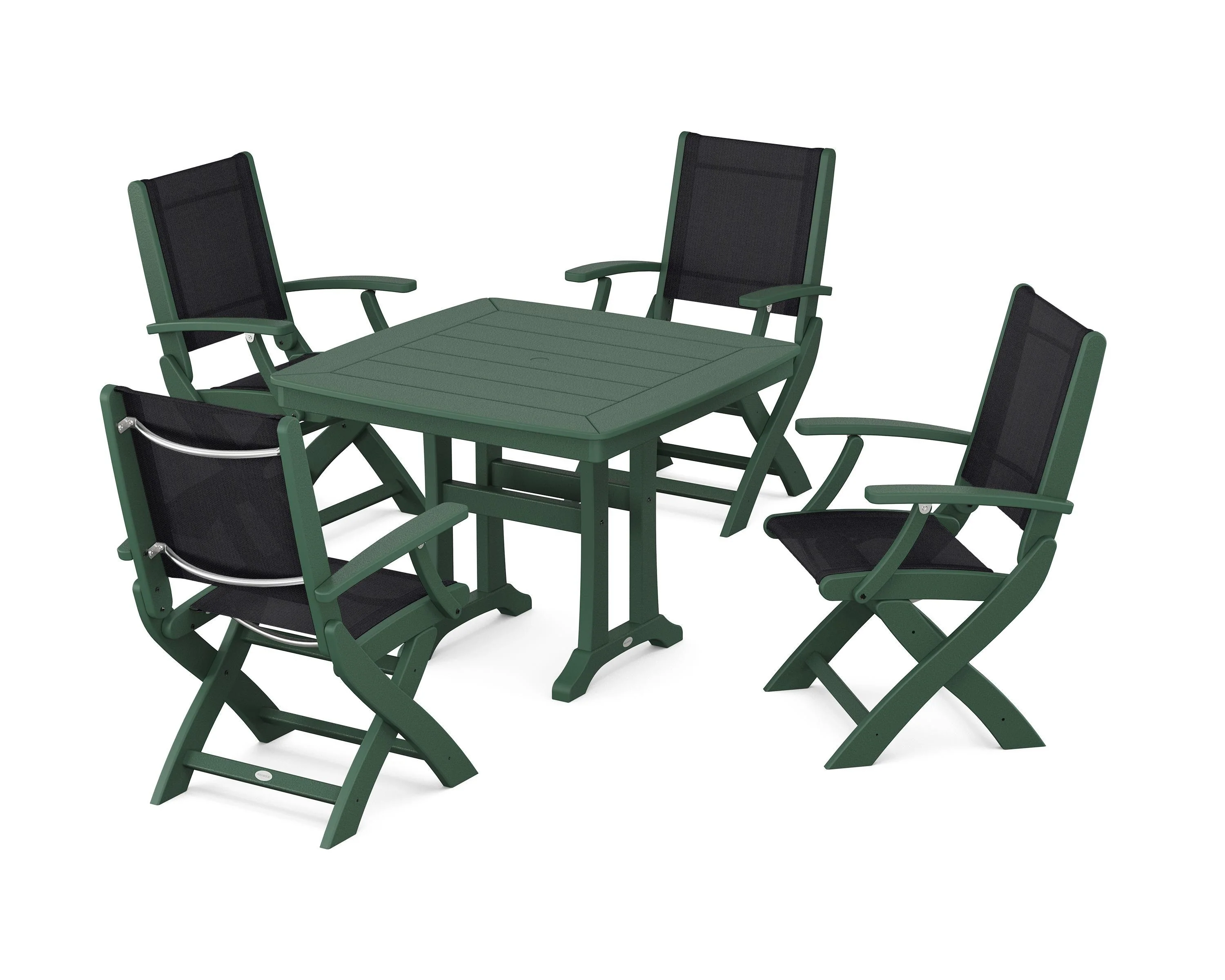 Coastal Folding Chair 5-Piece Dining Set with Trestle Legs - Image 16