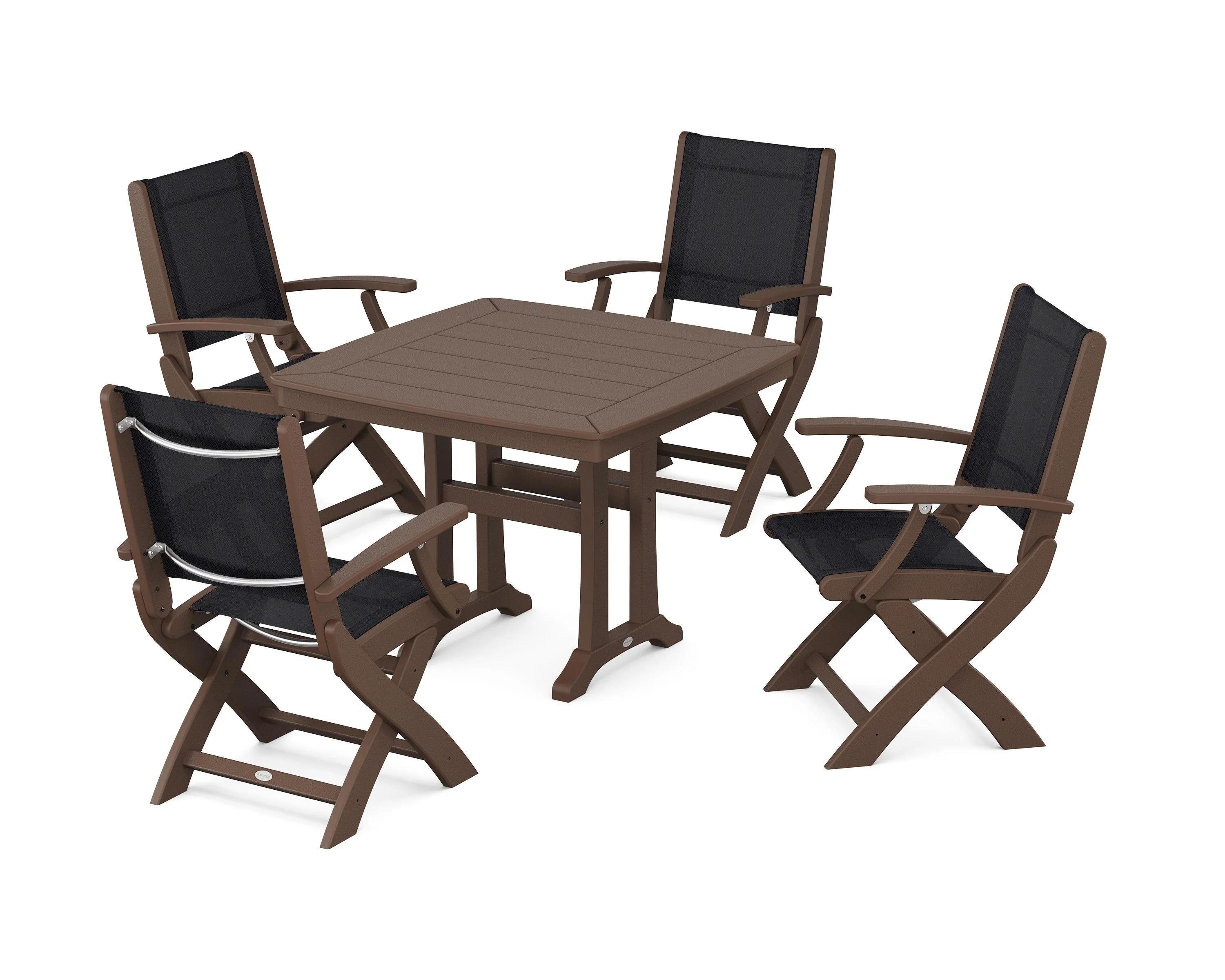 Coastal Folding Chair 5-Piece Dining Set with Trestle Legs - Image 19