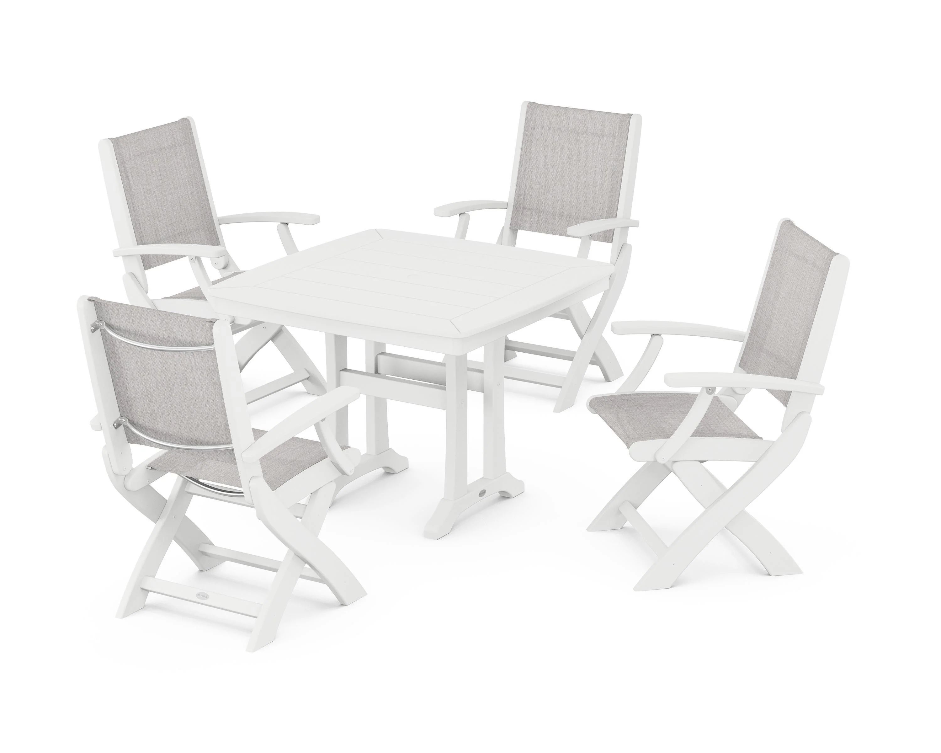Coastal Folding Chair 5-Piece Dining Set with Trestle Legs - Image 20