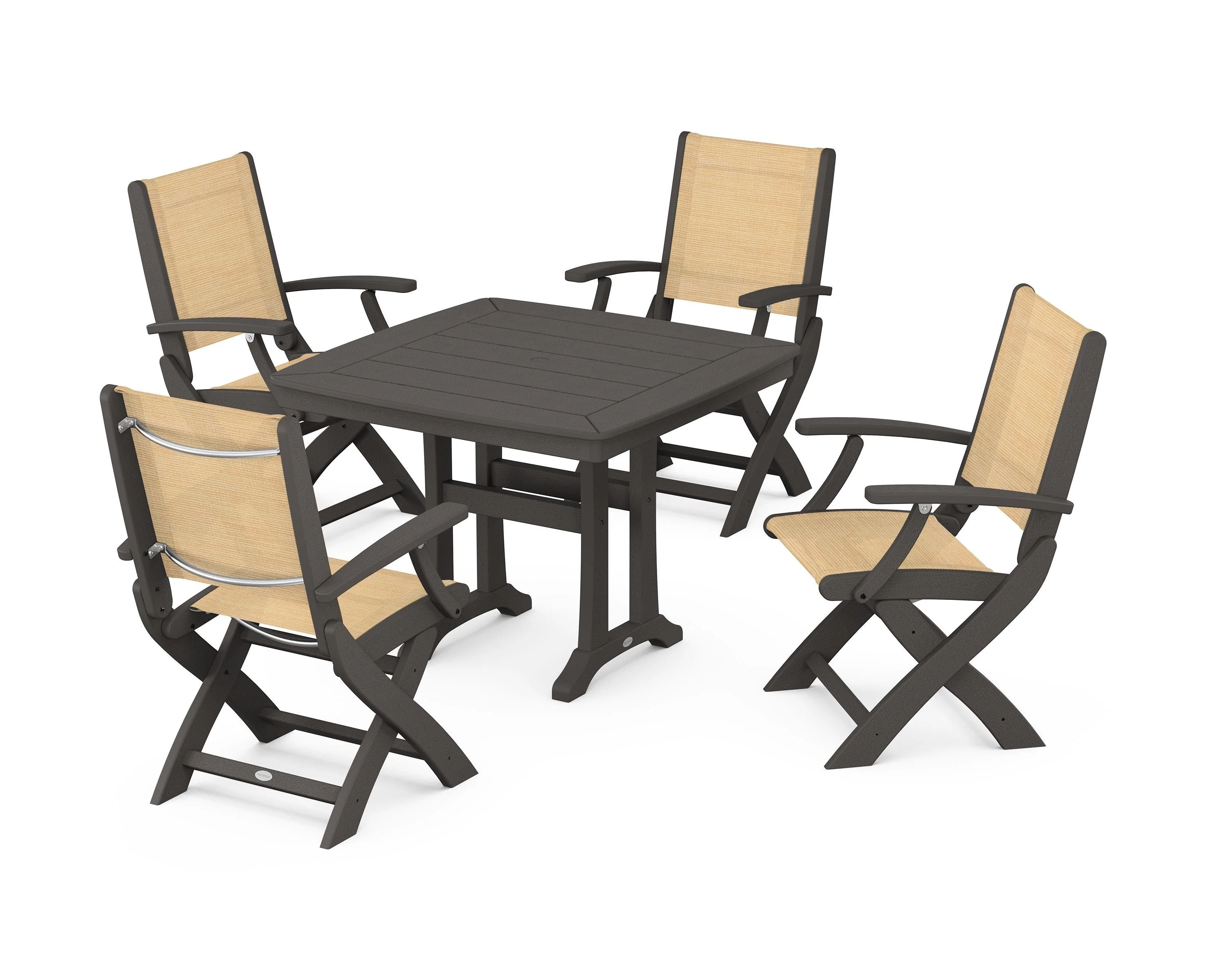 Coastal Folding Chair 5-Piece Dining Set with Trestle Legs - Image 23