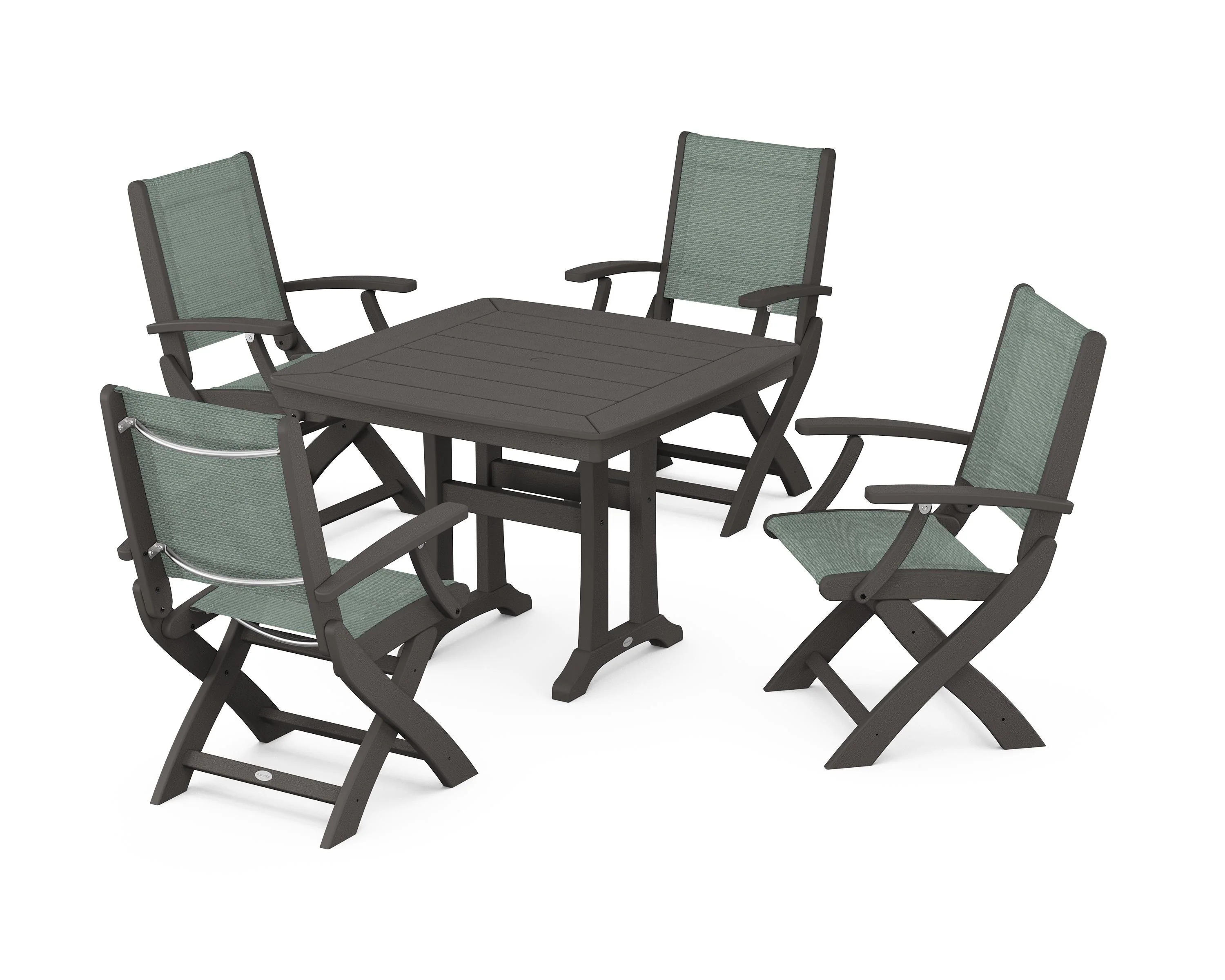 Coastal Folding Chair 5-Piece Dining Set with Trestle Legs - Image 28