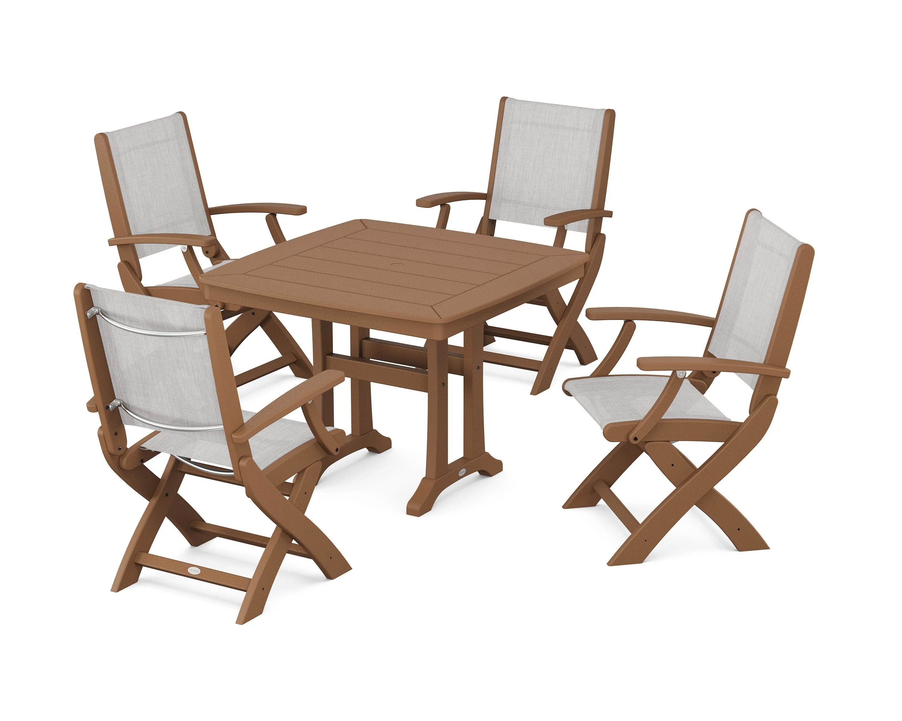 Coastal Folding Chair 5-Piece Dining Set with Trestle Legs - Image 31