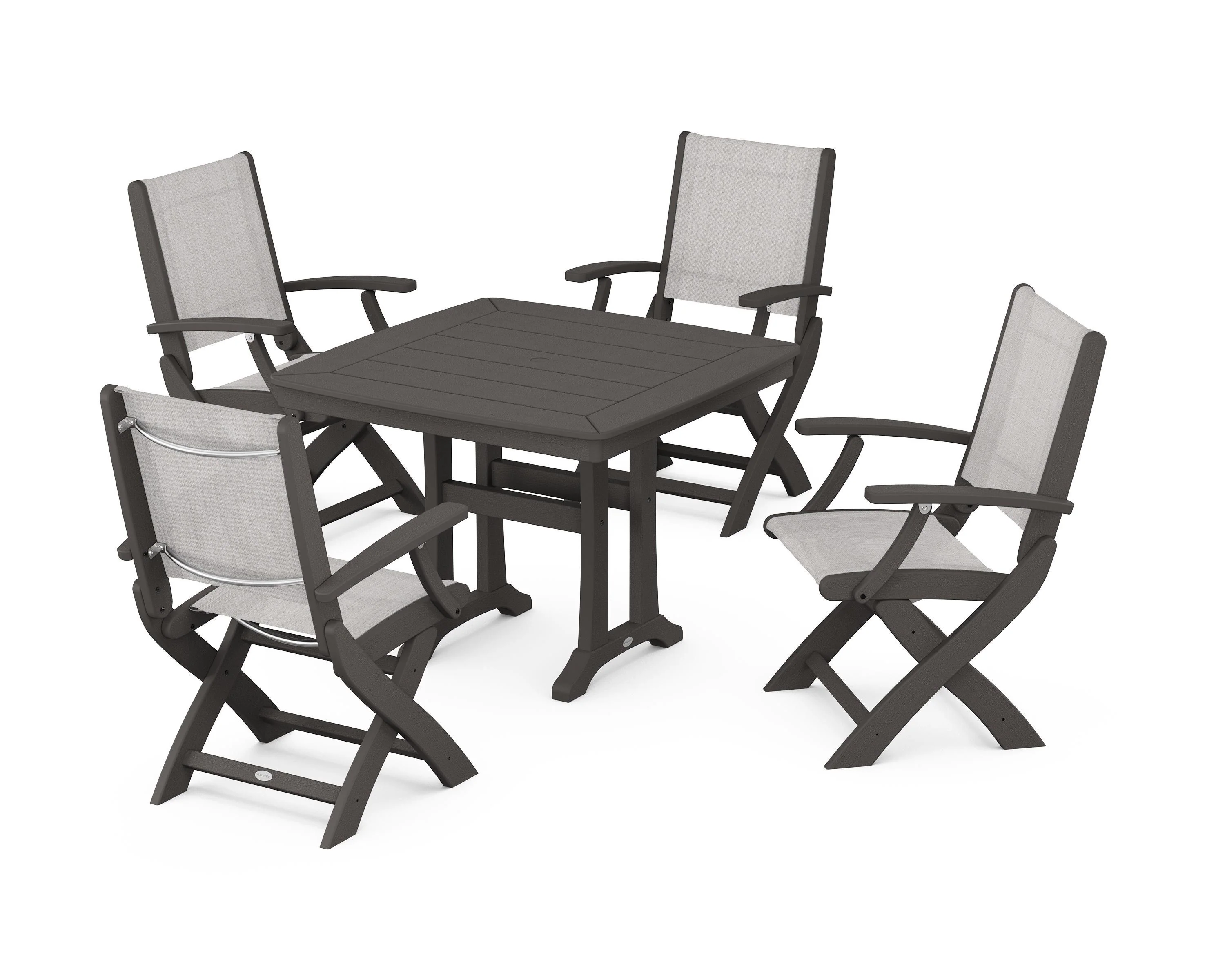 Coastal Folding Chair 5-Piece Dining Set with Trestle Legs - Image 32