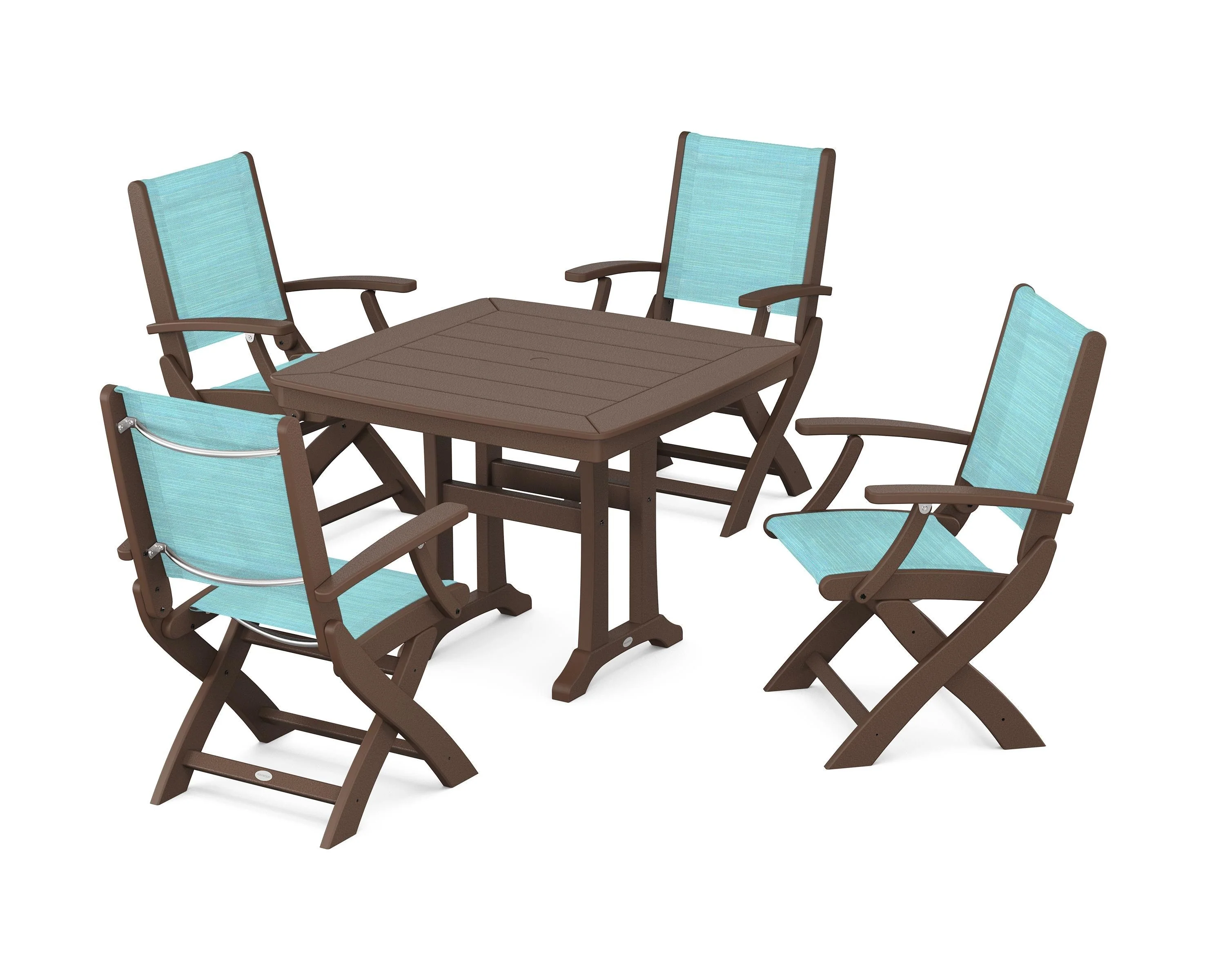 Coastal Folding Chair 5-Piece Dining Set with Trestle Legs - Image 33