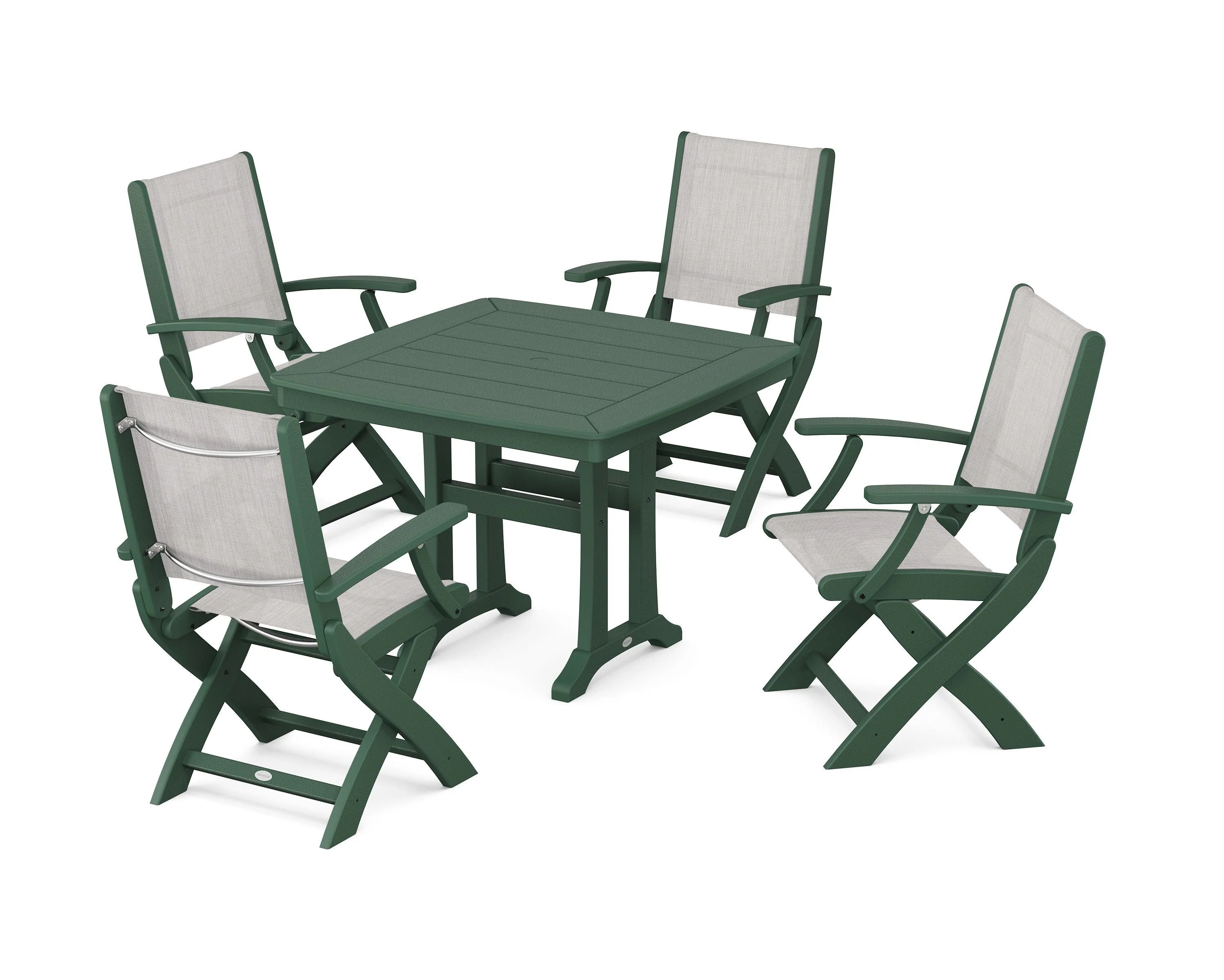 Coastal Folding Chair 5-Piece Dining Set with Trestle Legs - Image 34