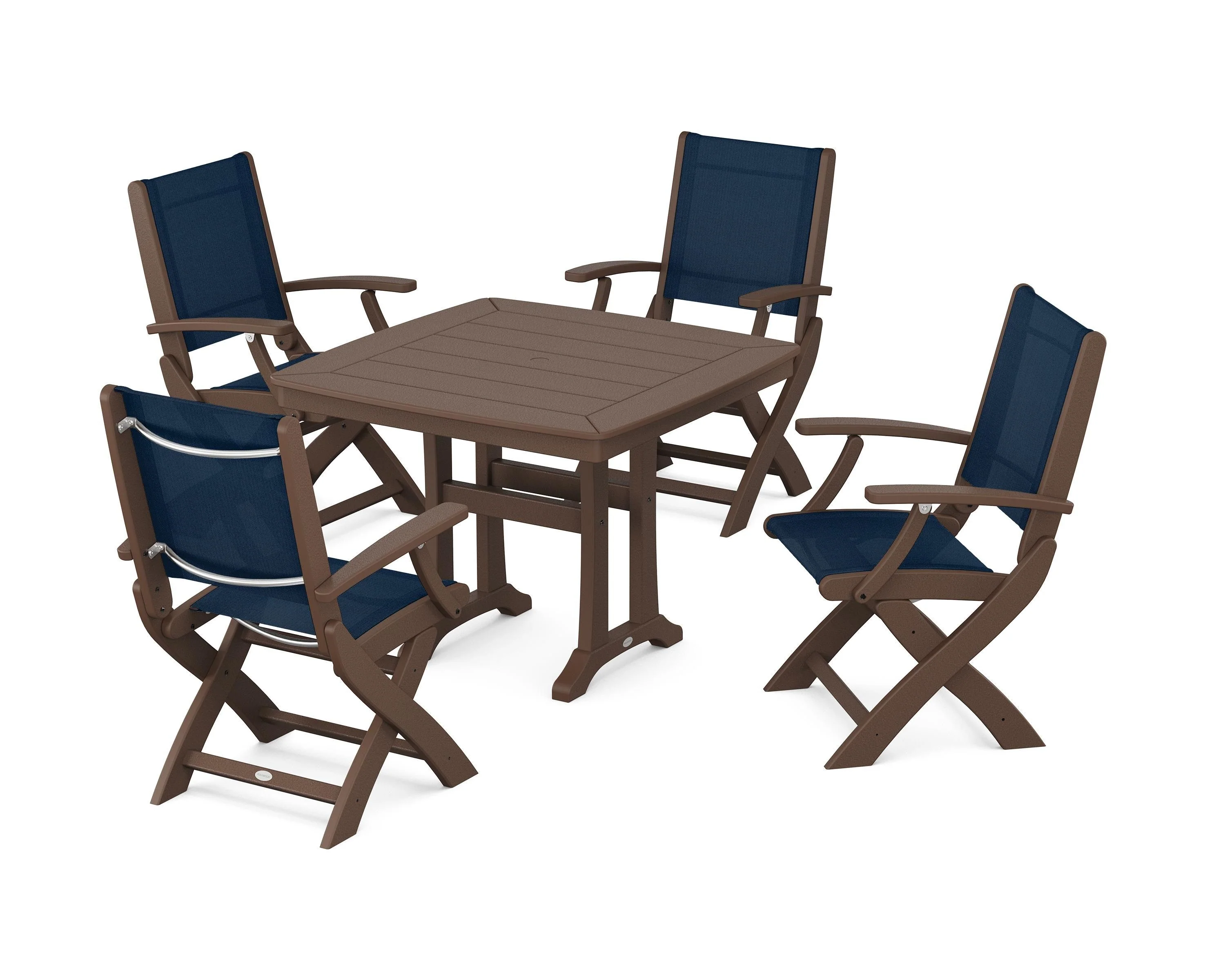 Coastal Folding Chair 5-Piece Dining Set with Trestle Legs - Image 36