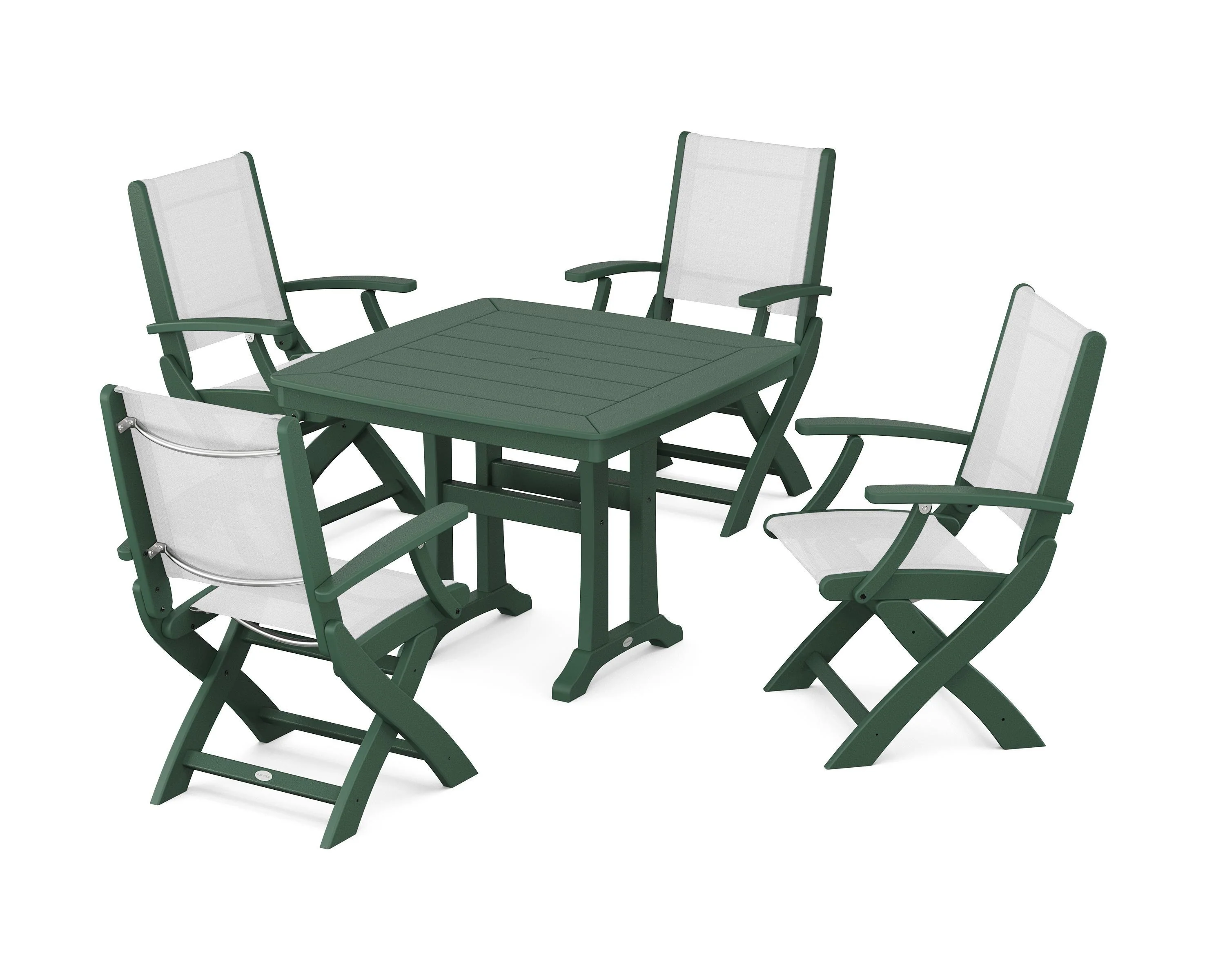 Coastal Folding Chair 5-Piece Dining Set with Trestle Legs - Image 37