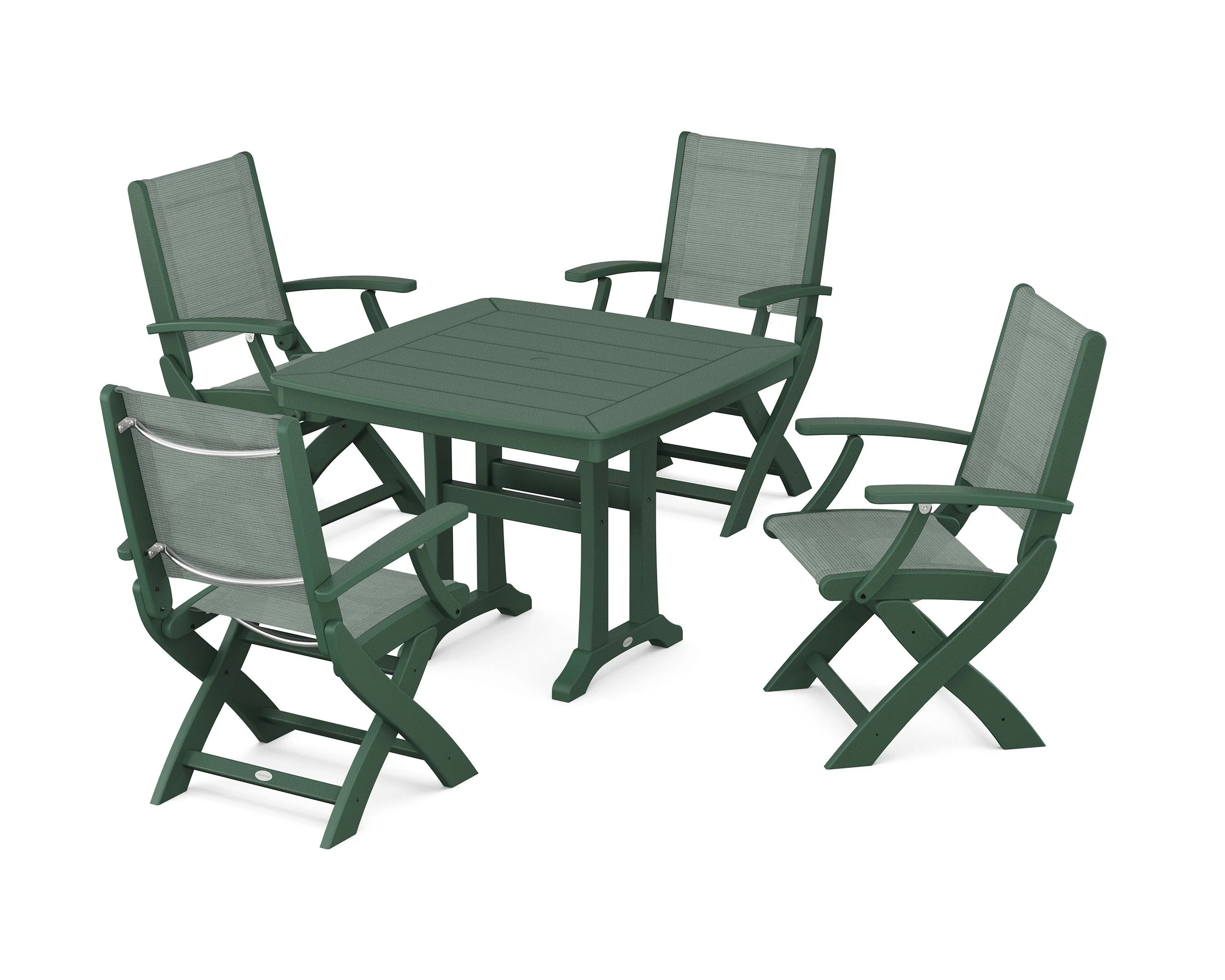 Coastal Folding Chair 5-Piece Dining Set with Trestle Legs - Image 46