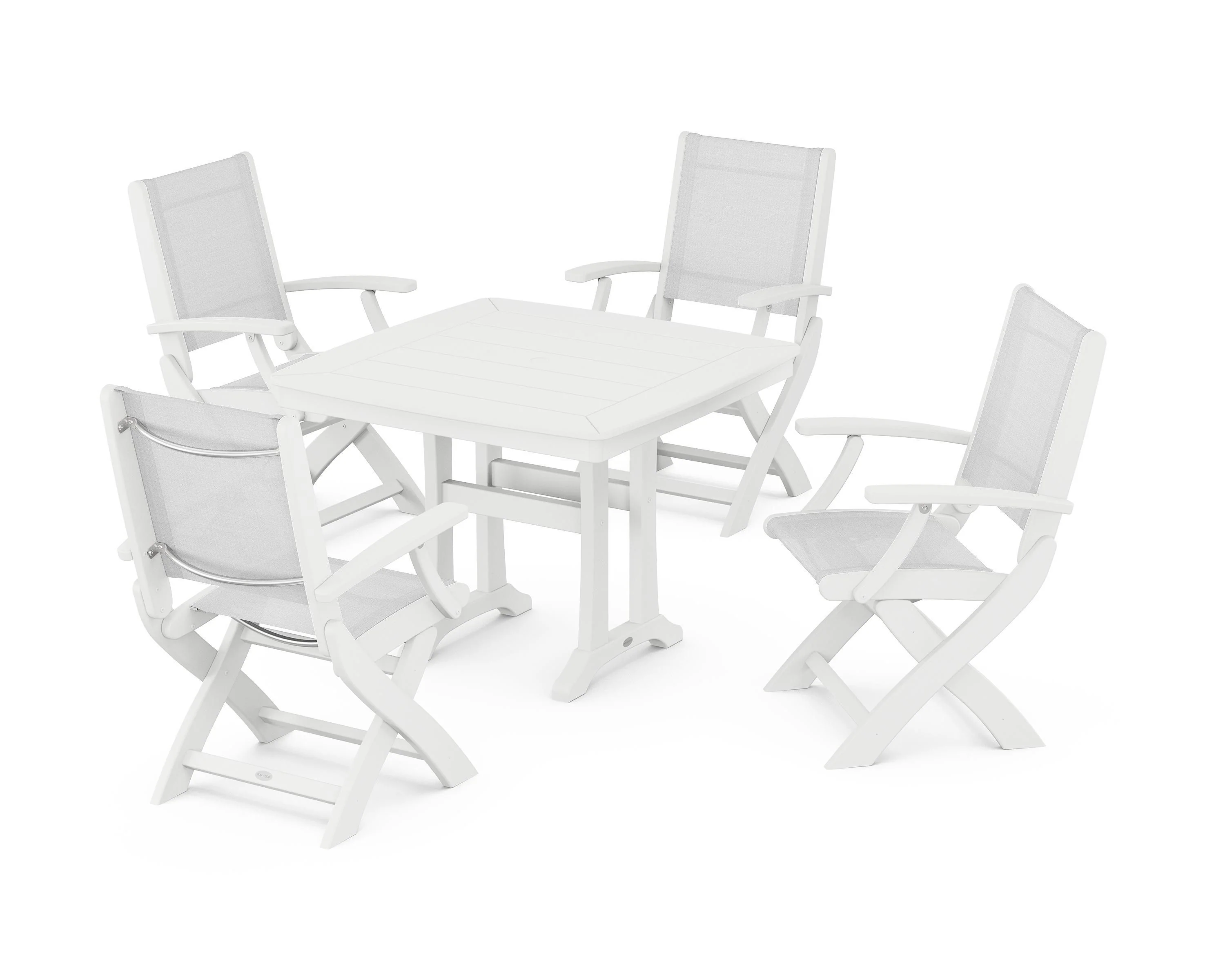 Coastal Folding Chair 5-Piece Dining Set with Trestle Legs - Image 47