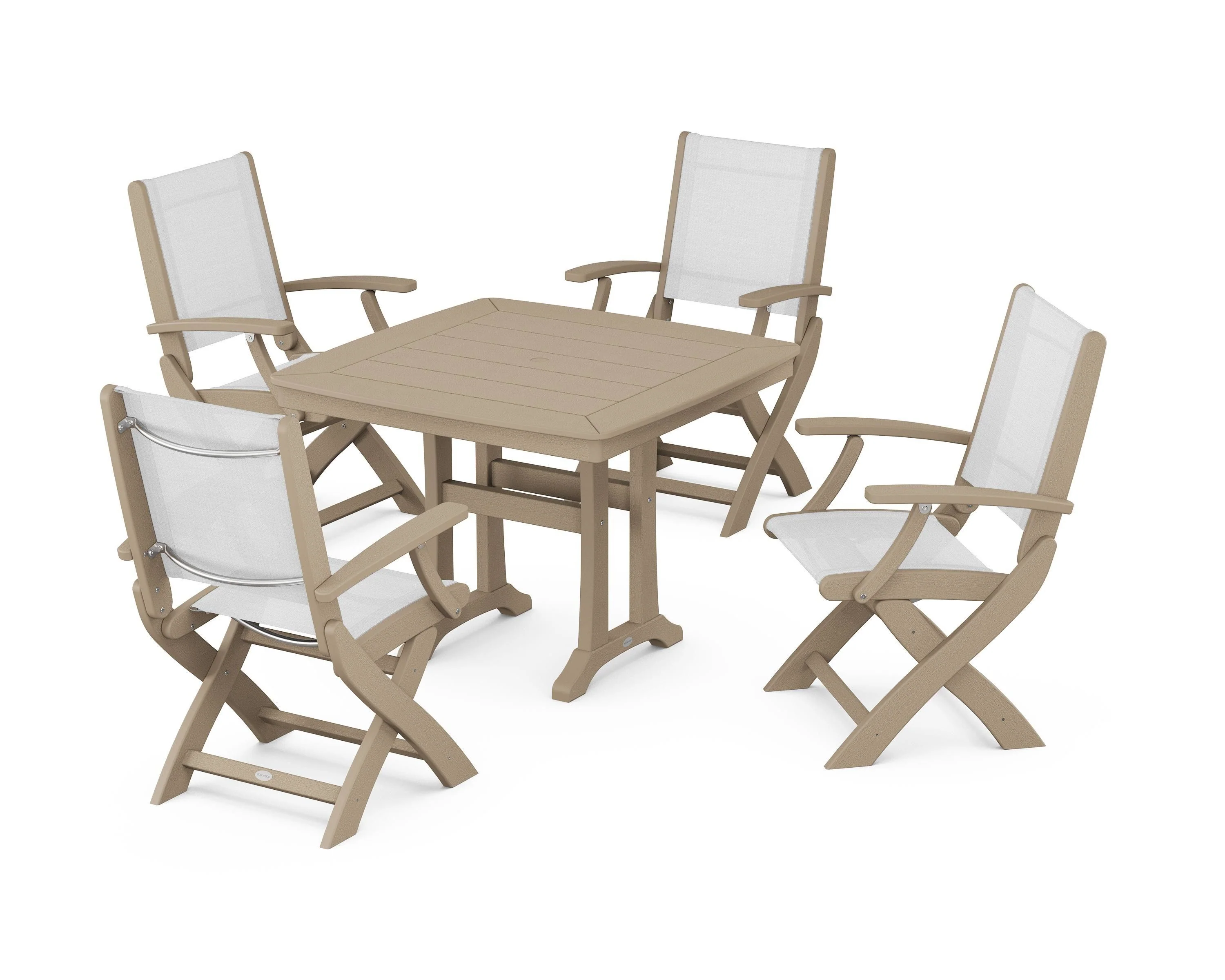 Coastal Folding Chair 5-Piece Dining Set with Trestle Legs - Image 48
