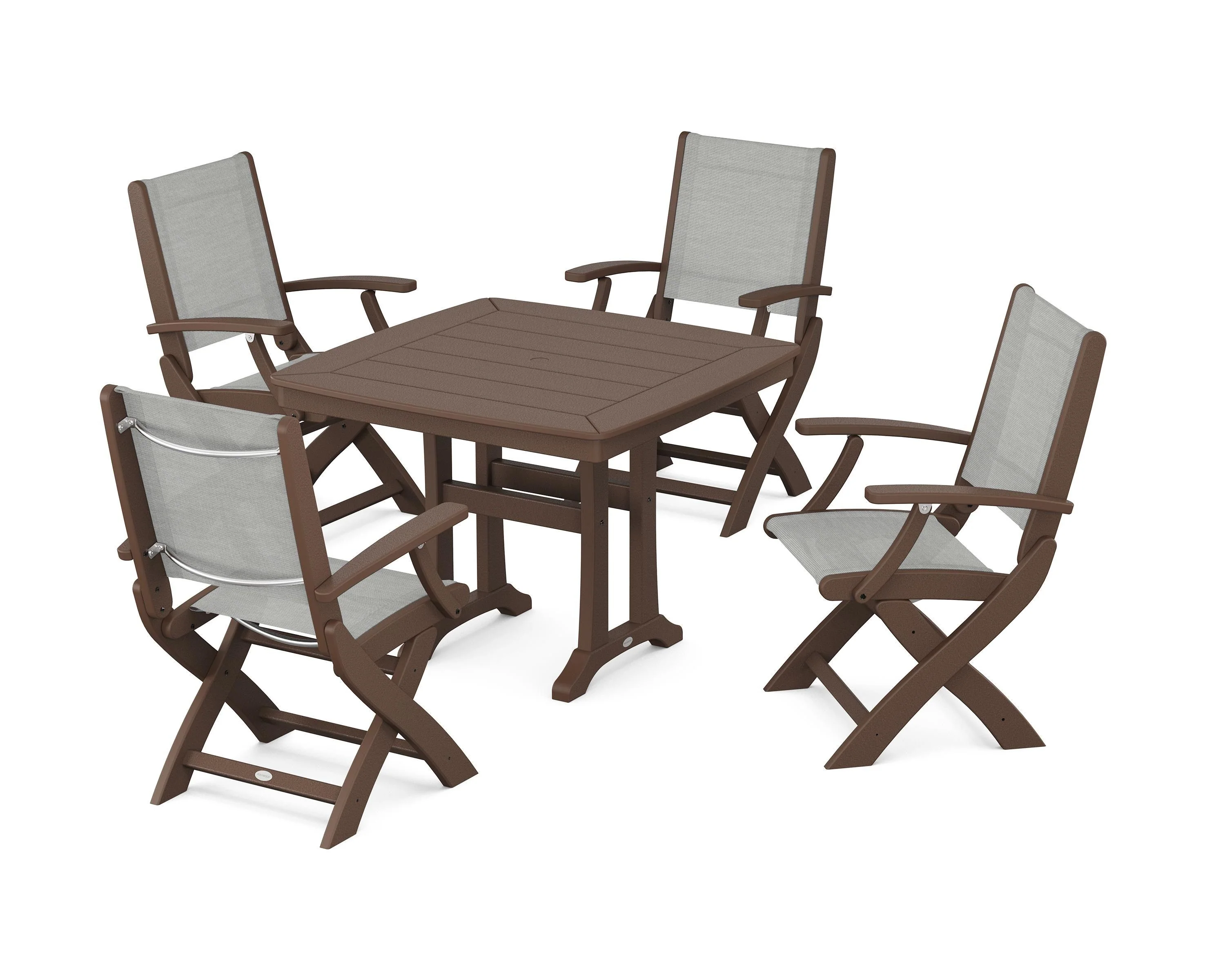 Coastal Folding Chair 5-Piece Dining Set with Trestle Legs - Image 53
