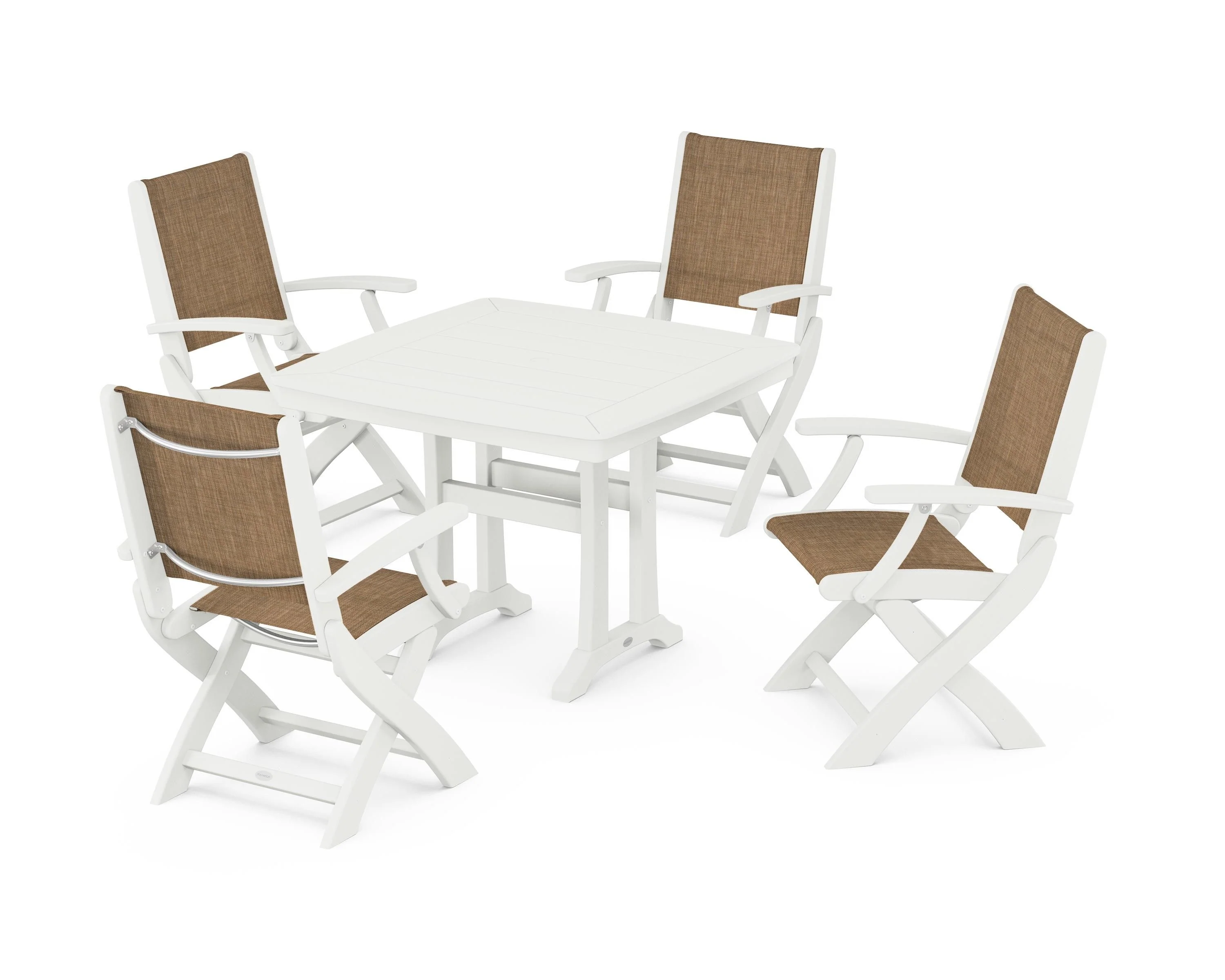 Coastal Folding Chair 5-Piece Dining Set with Trestle Legs - Image 54