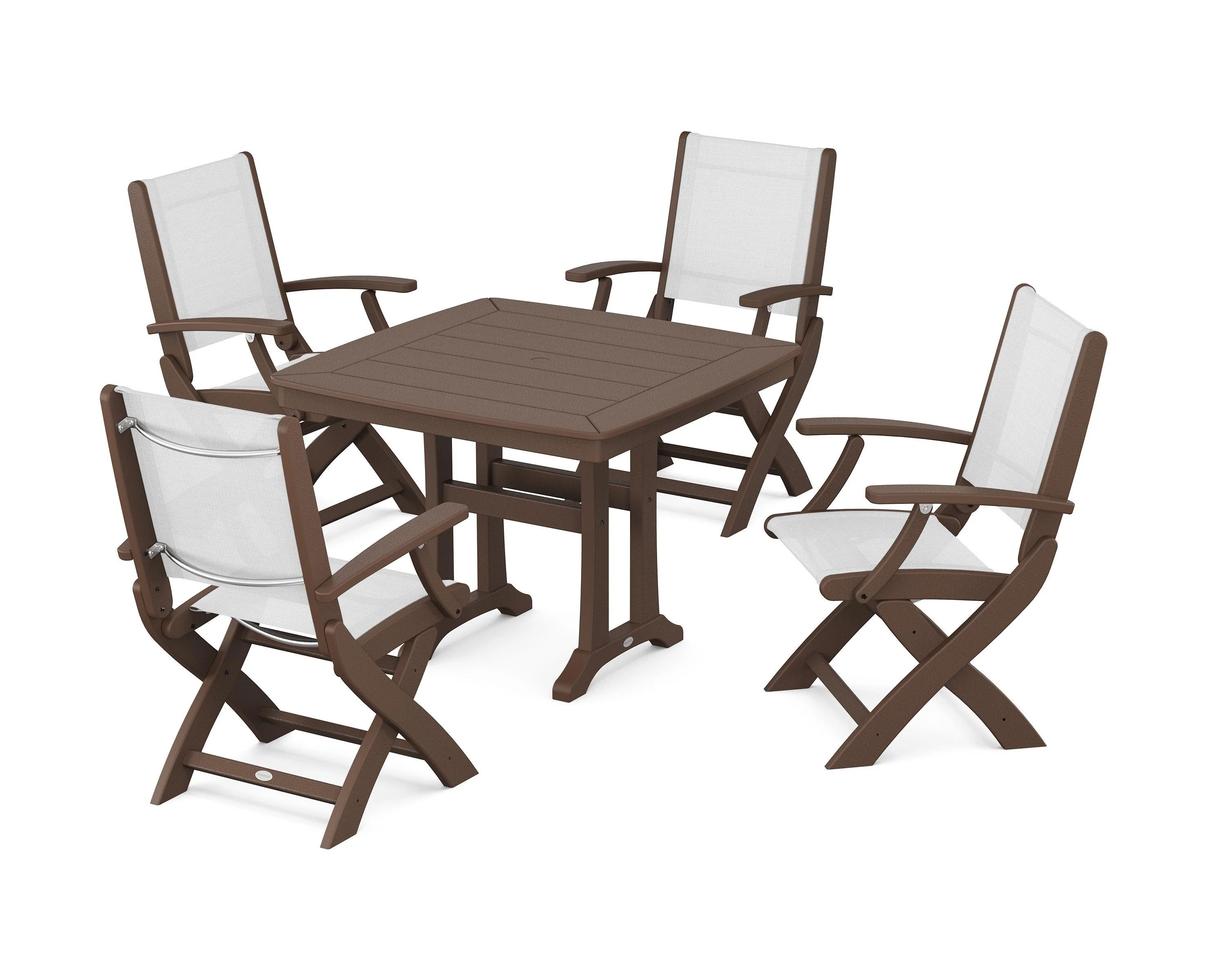 Coastal Folding Chair 5-Piece Dining Set with Trestle Legs - Image 59