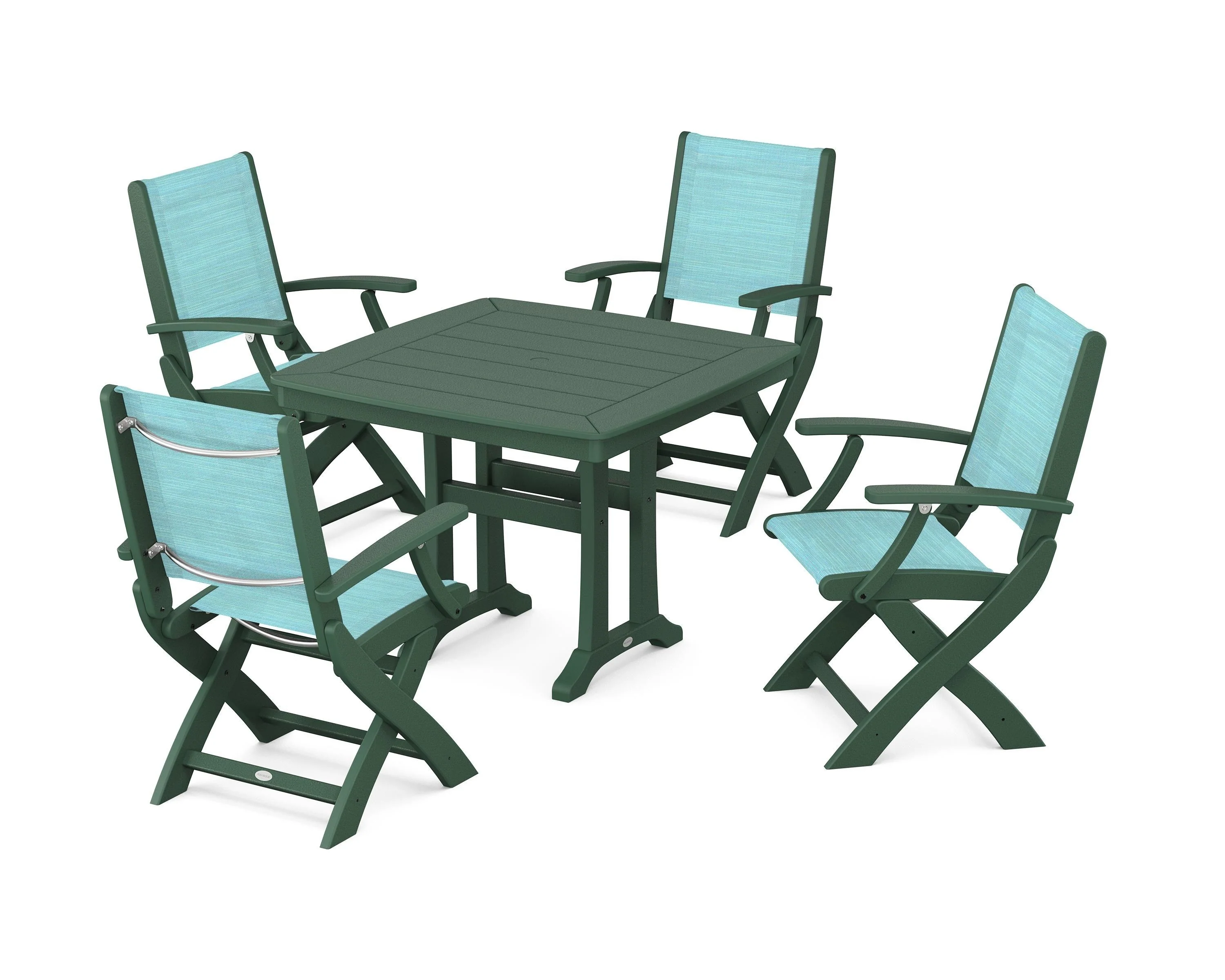 Coastal Folding Chair 5-Piece Dining Set with Trestle Legs - Image 60