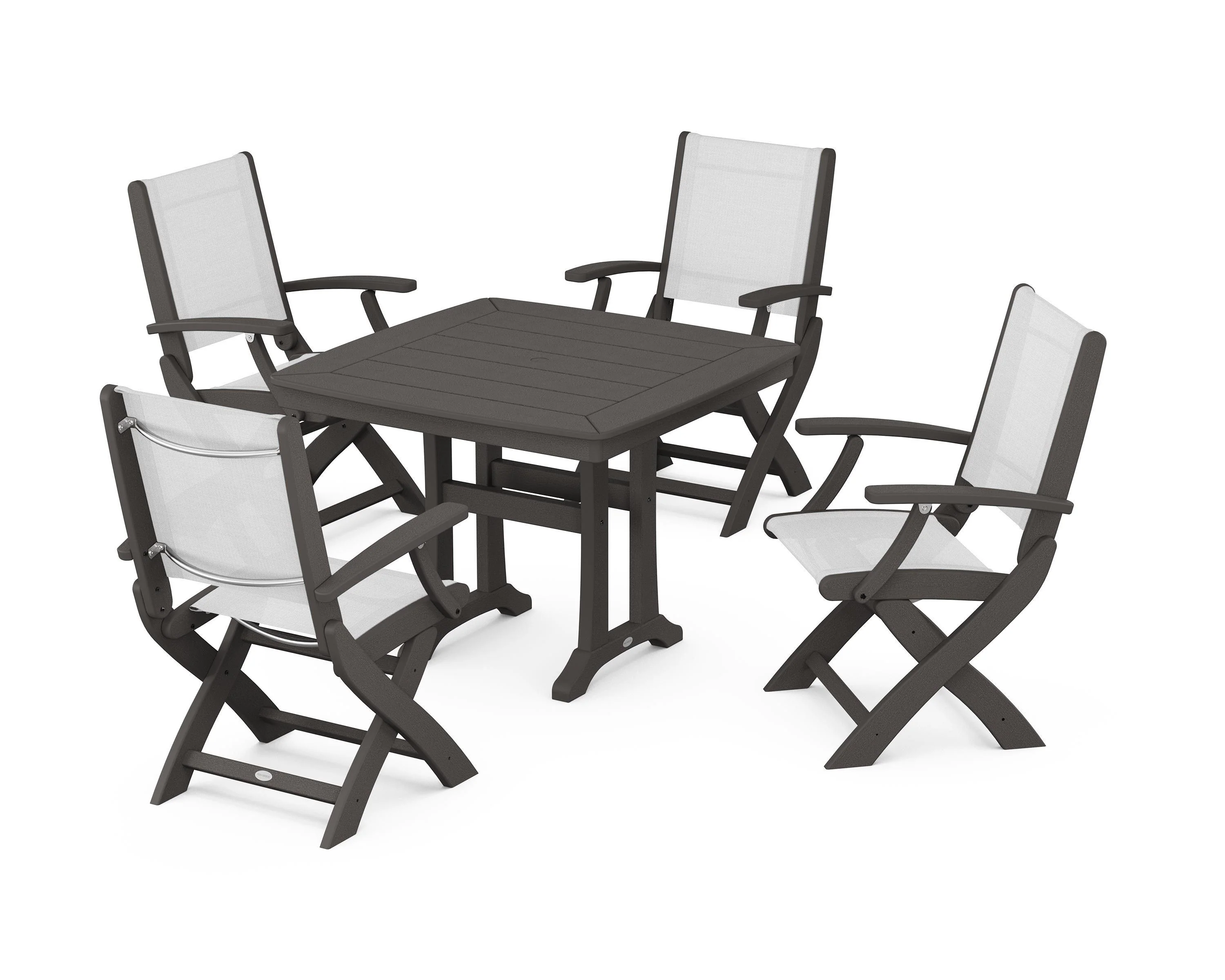 Coastal Folding Chair 5-Piece Dining Set with Trestle Legs - Image 61