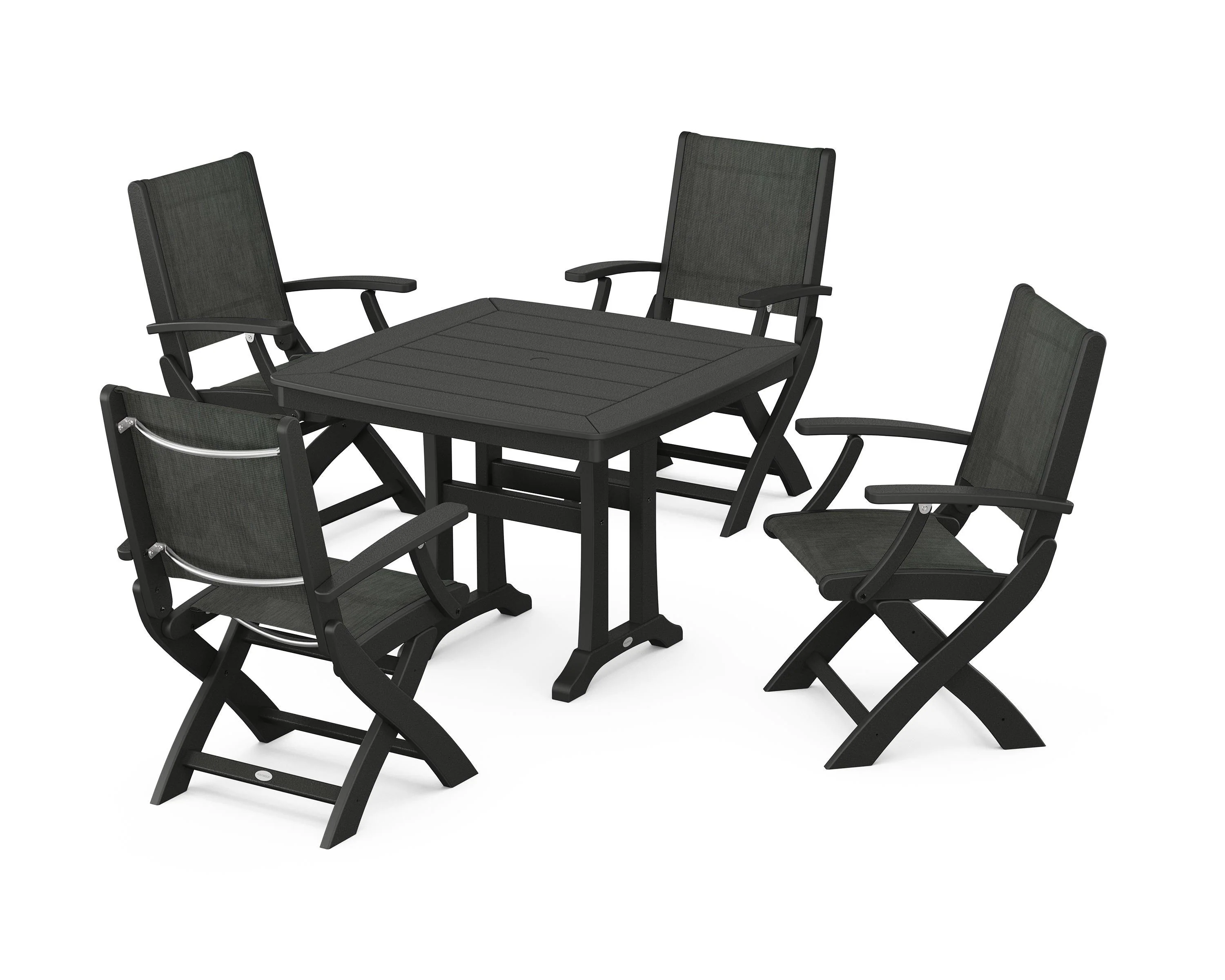 Coastal Folding Chair 5-Piece Dining Set with Trestle Legs - Image 63