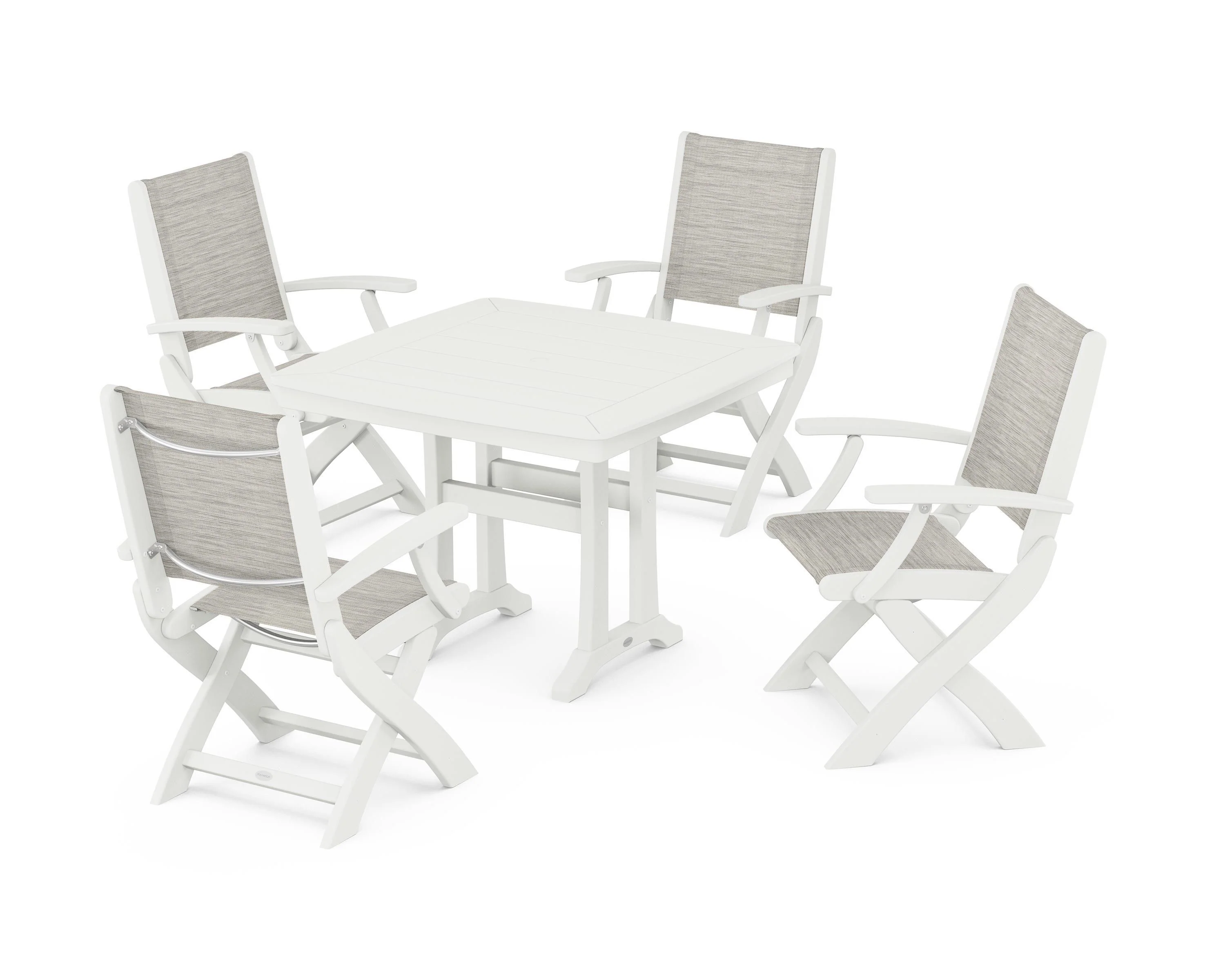 Coastal Folding Chair 5-Piece Dining Set with Trestle Legs - Image 64