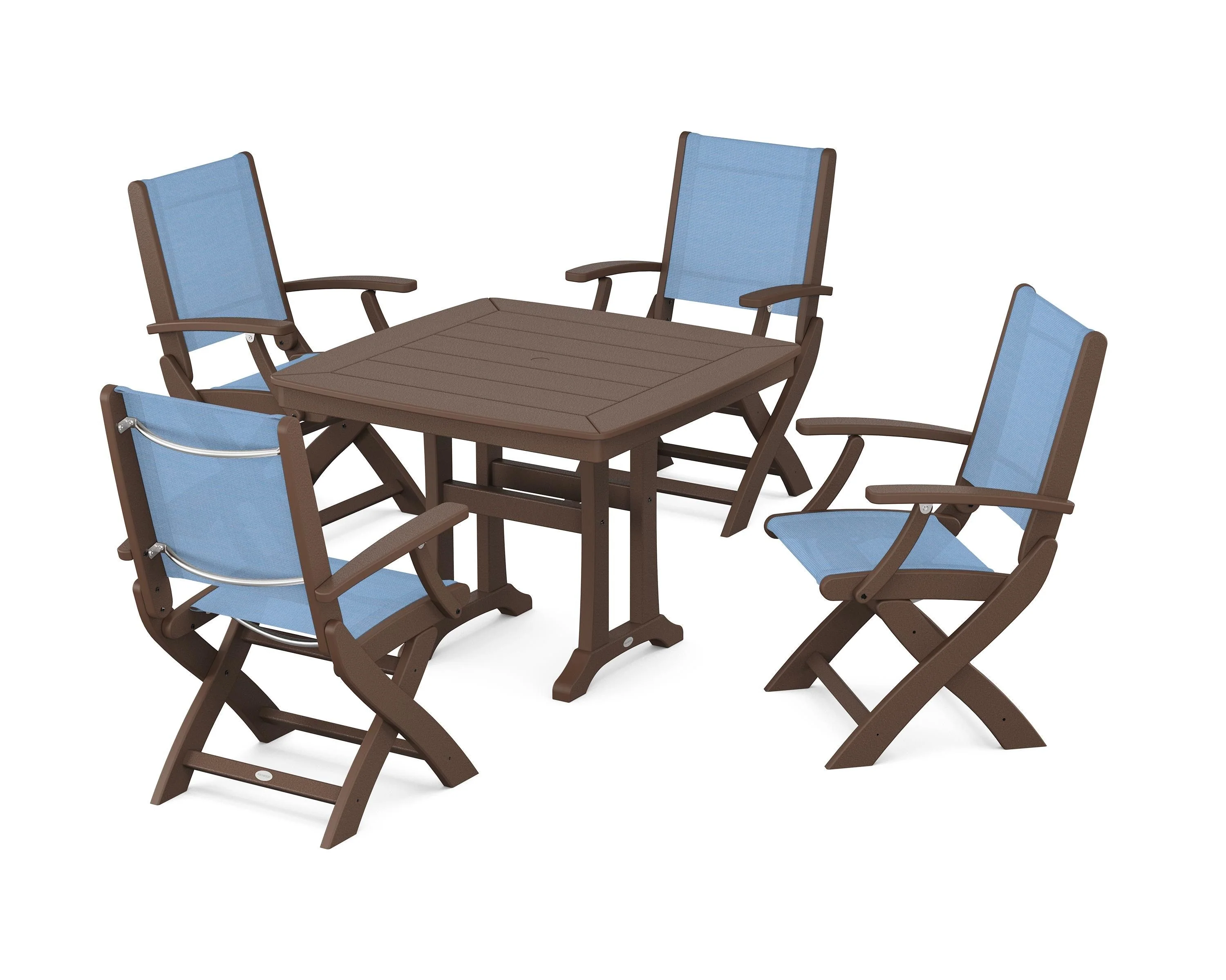 Coastal Folding Chair 5-Piece Dining Set with Trestle Legs - Image 65
