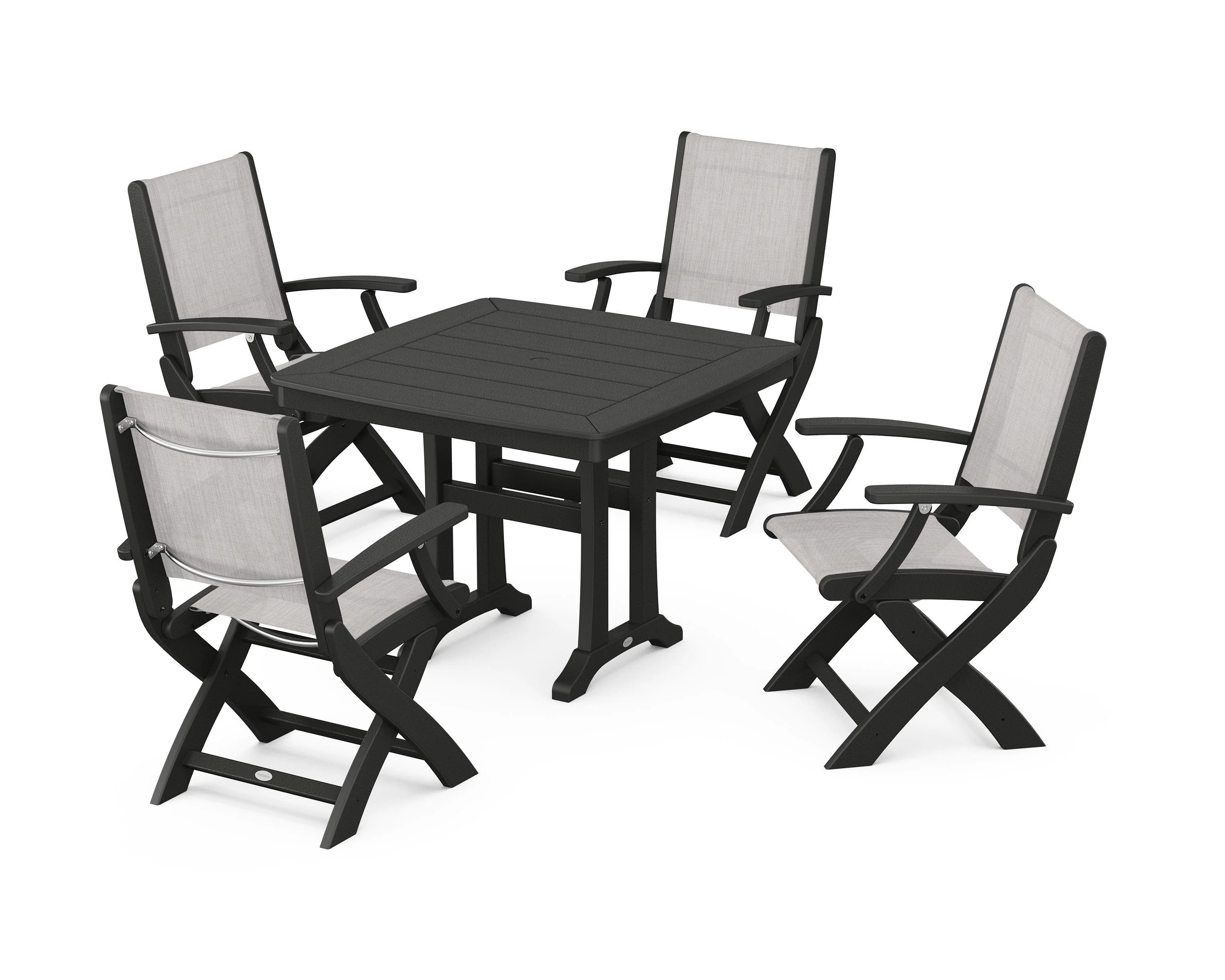 Coastal Folding Chair 5-Piece Dining Set with Trestle Legs - Image 66
