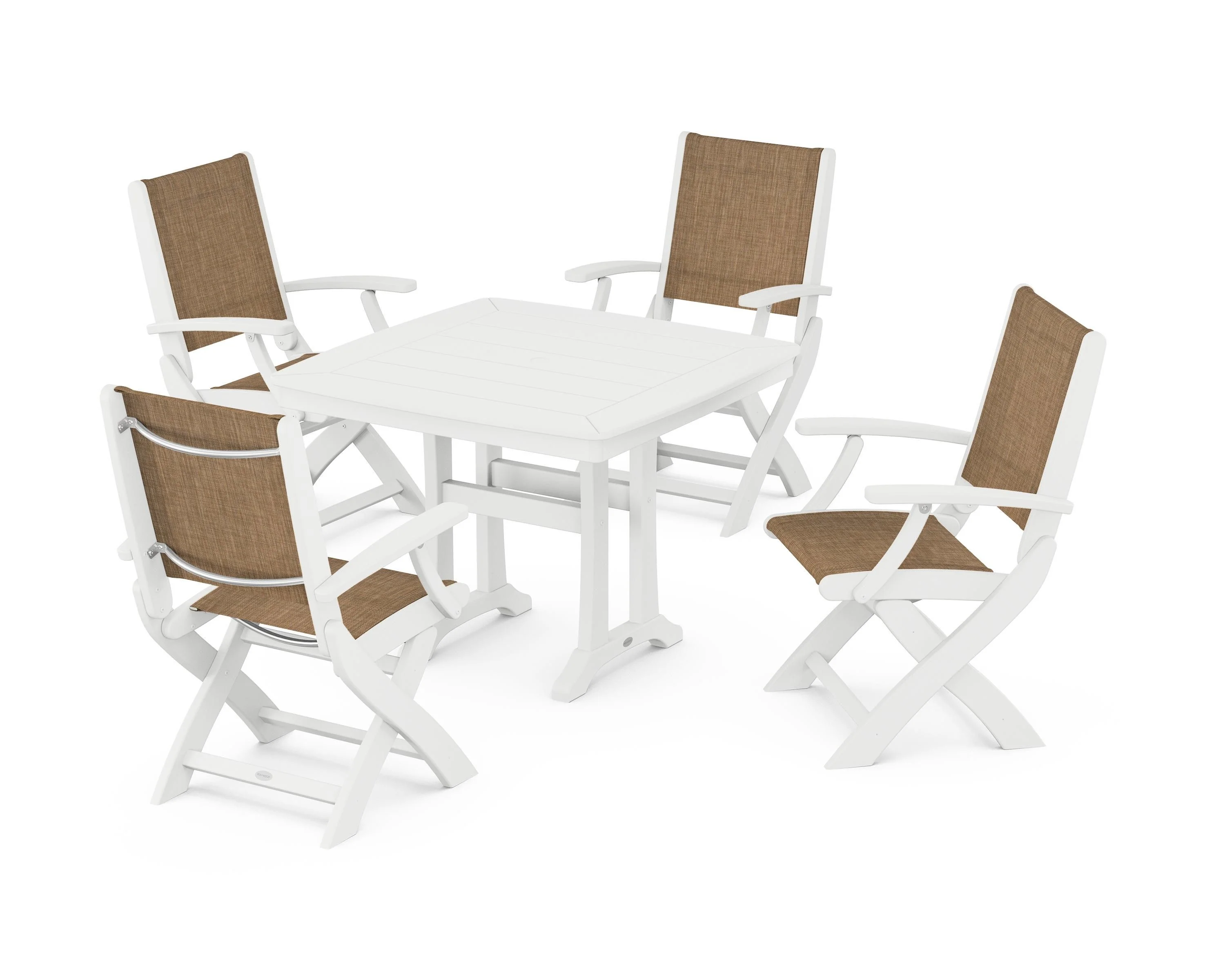 Coastal Folding Chair 5-Piece Dining Set with Trestle Legs - Image 67