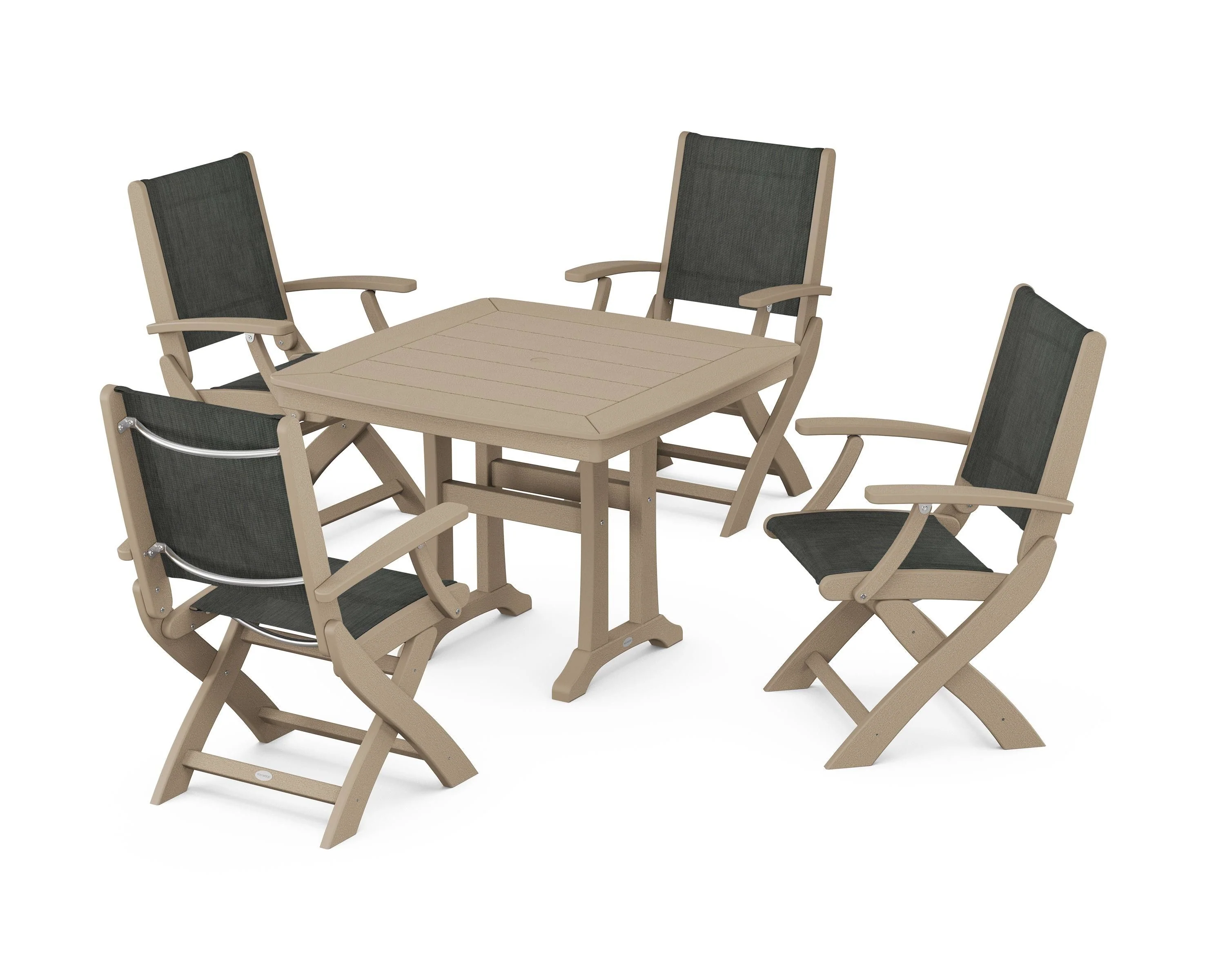Coastal Folding Chair 5-Piece Dining Set with Trestle Legs - Image 68