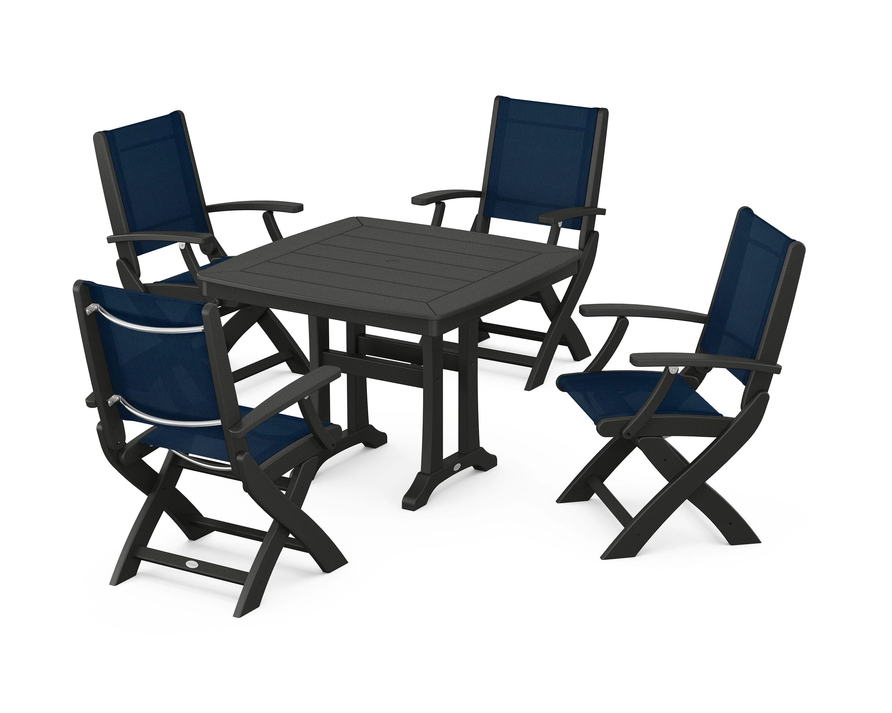Coastal Folding Chair 5-Piece Dining Set with Trestle Legs - Image 72