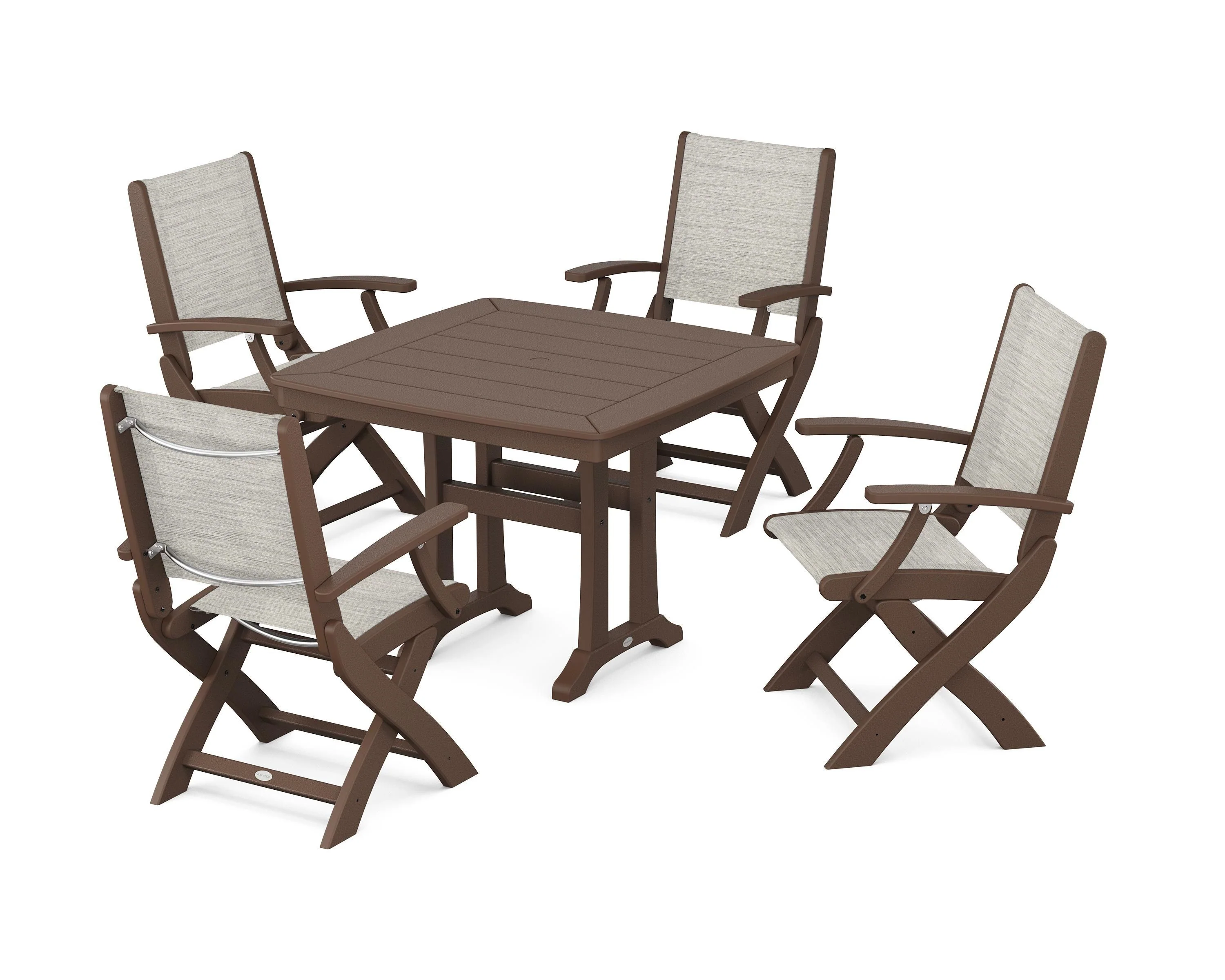 Coastal Folding Chair 5-Piece Dining Set with Trestle Legs - Image 73