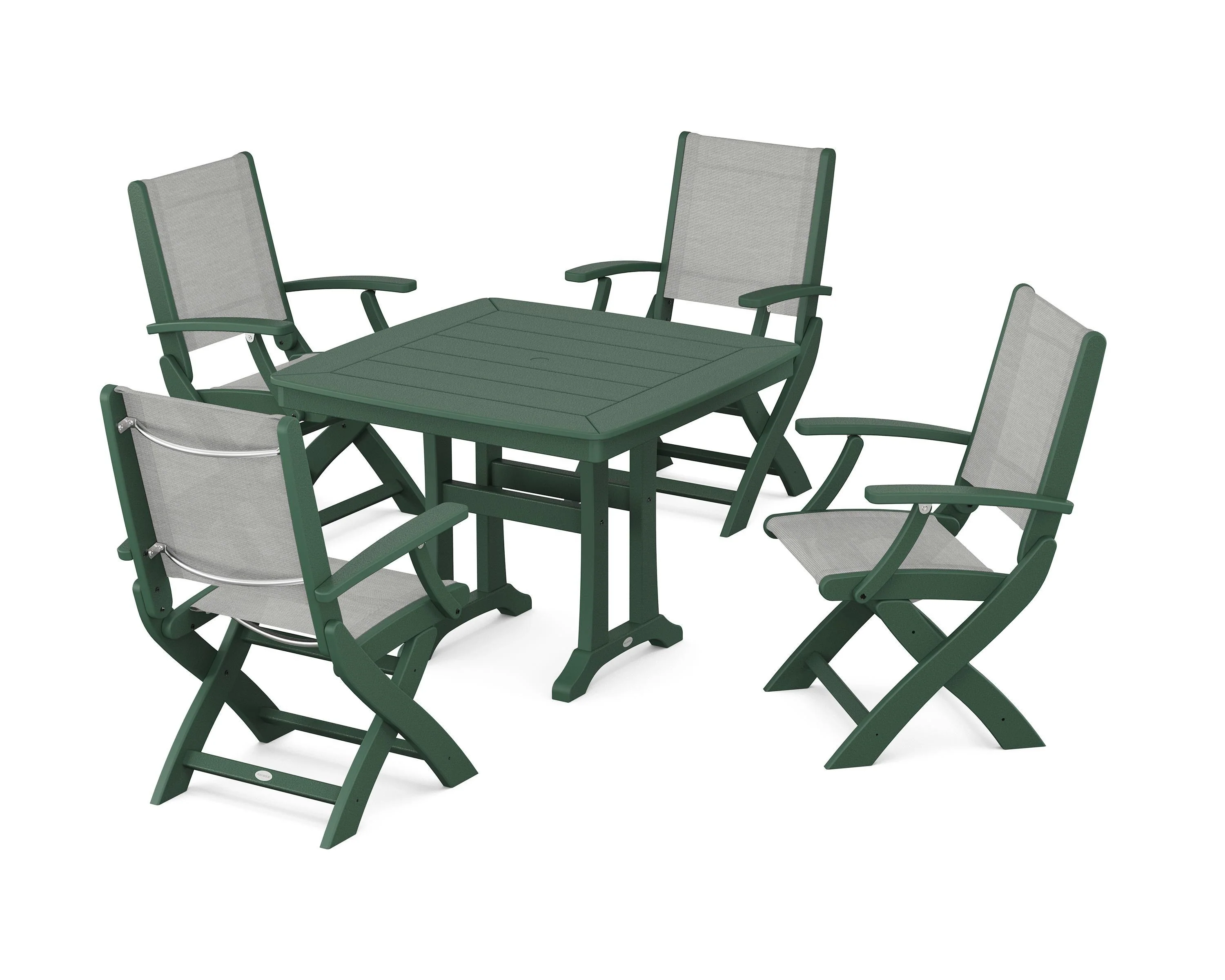 Coastal Folding Chair 5-Piece Dining Set with Trestle Legs - Image 74