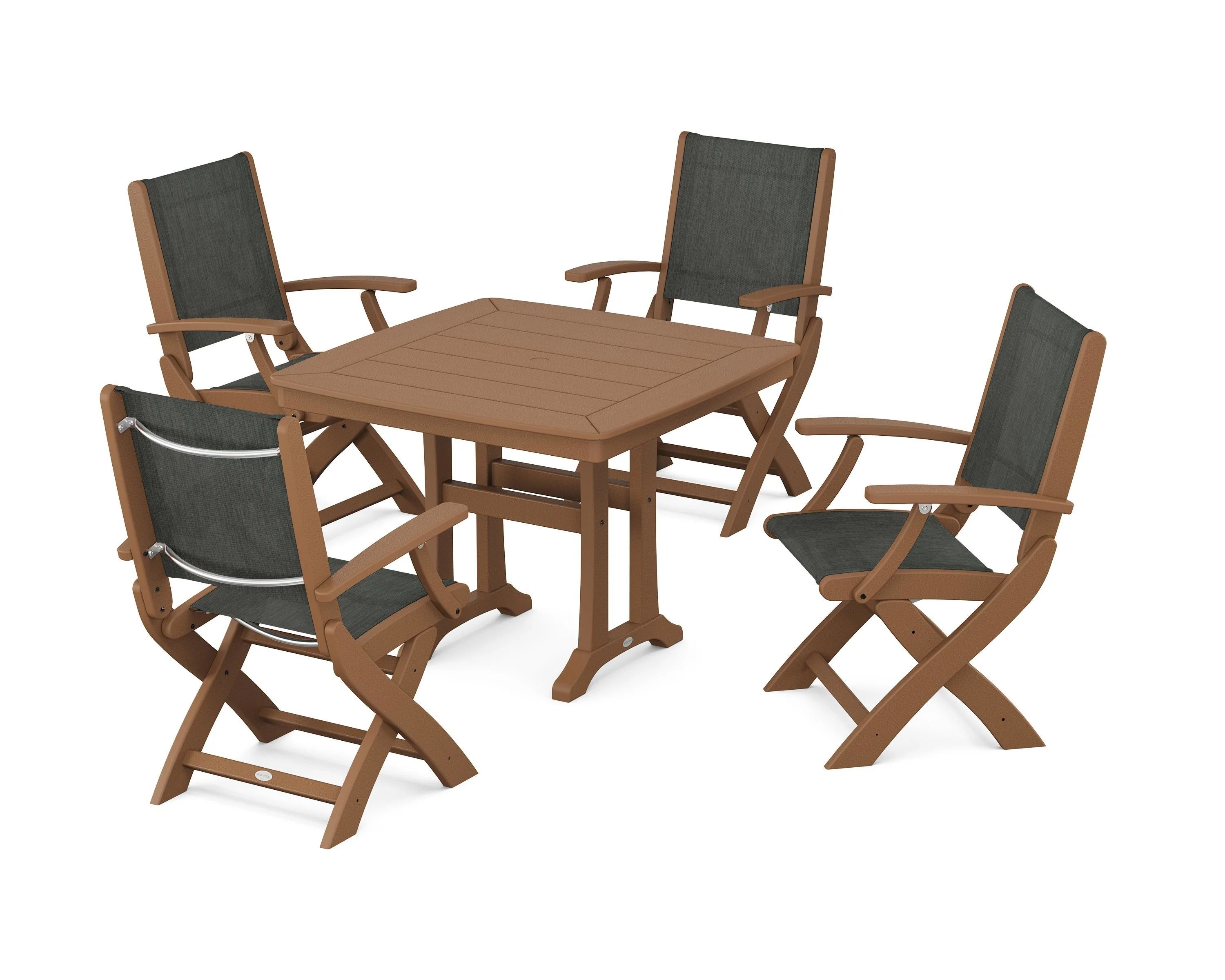 Coastal Folding Chair 5-Piece Dining Set with Trestle Legs - Image 77