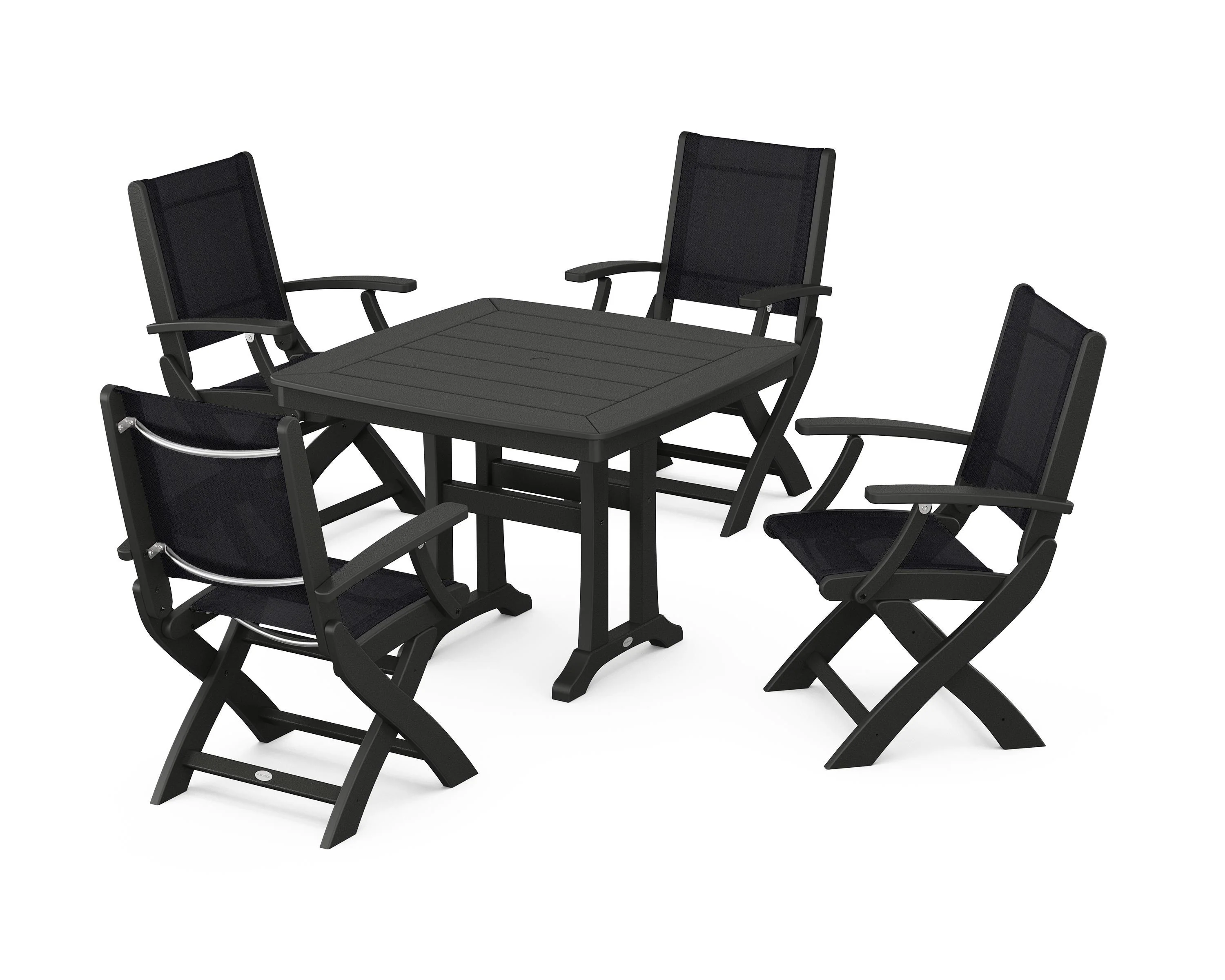 Coastal Folding Chair 5-Piece Dining Set with Trestle Legs - Image 78
