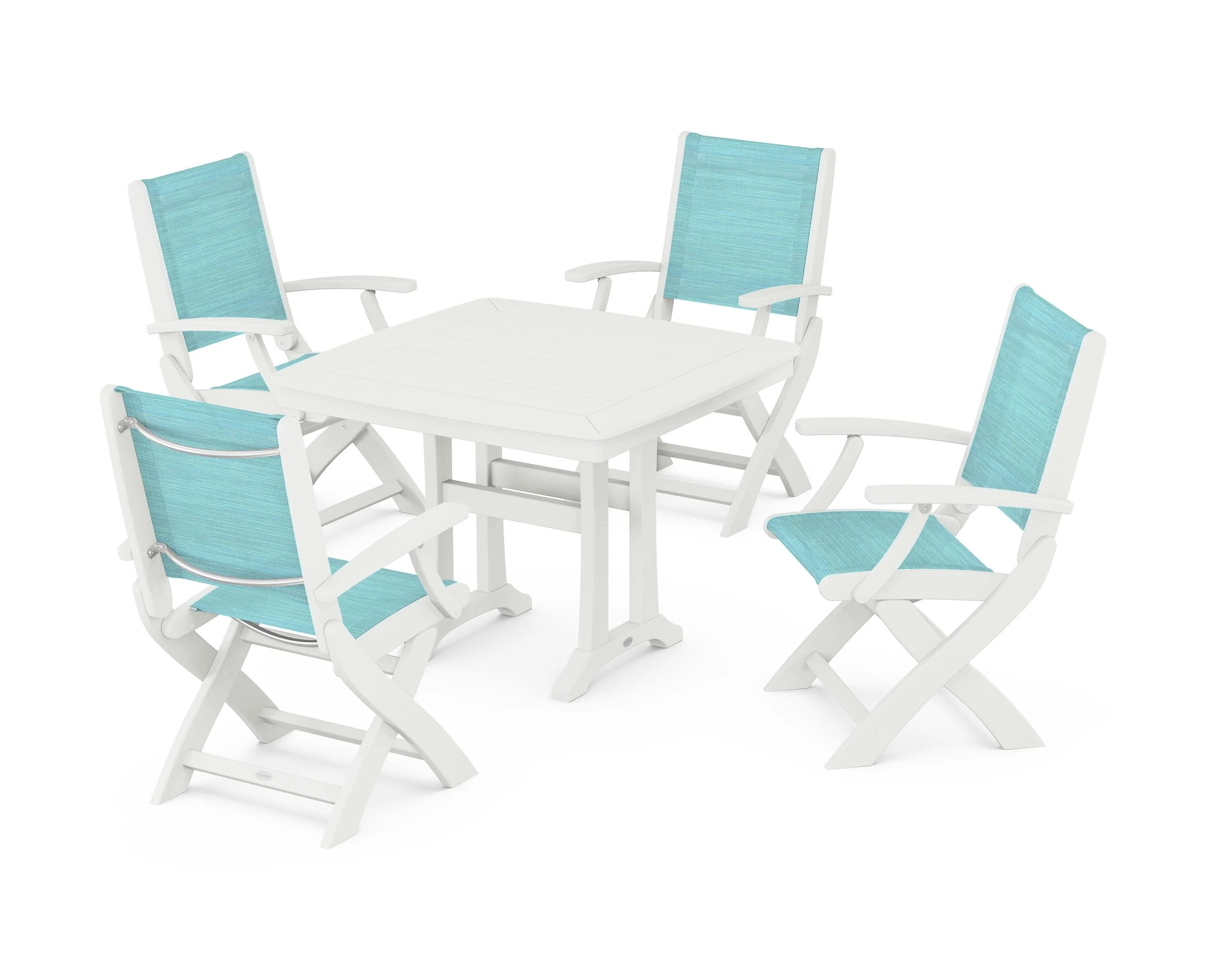 Coastal Folding Chair 5-Piece Dining Set with Trestle Legs - Image 79