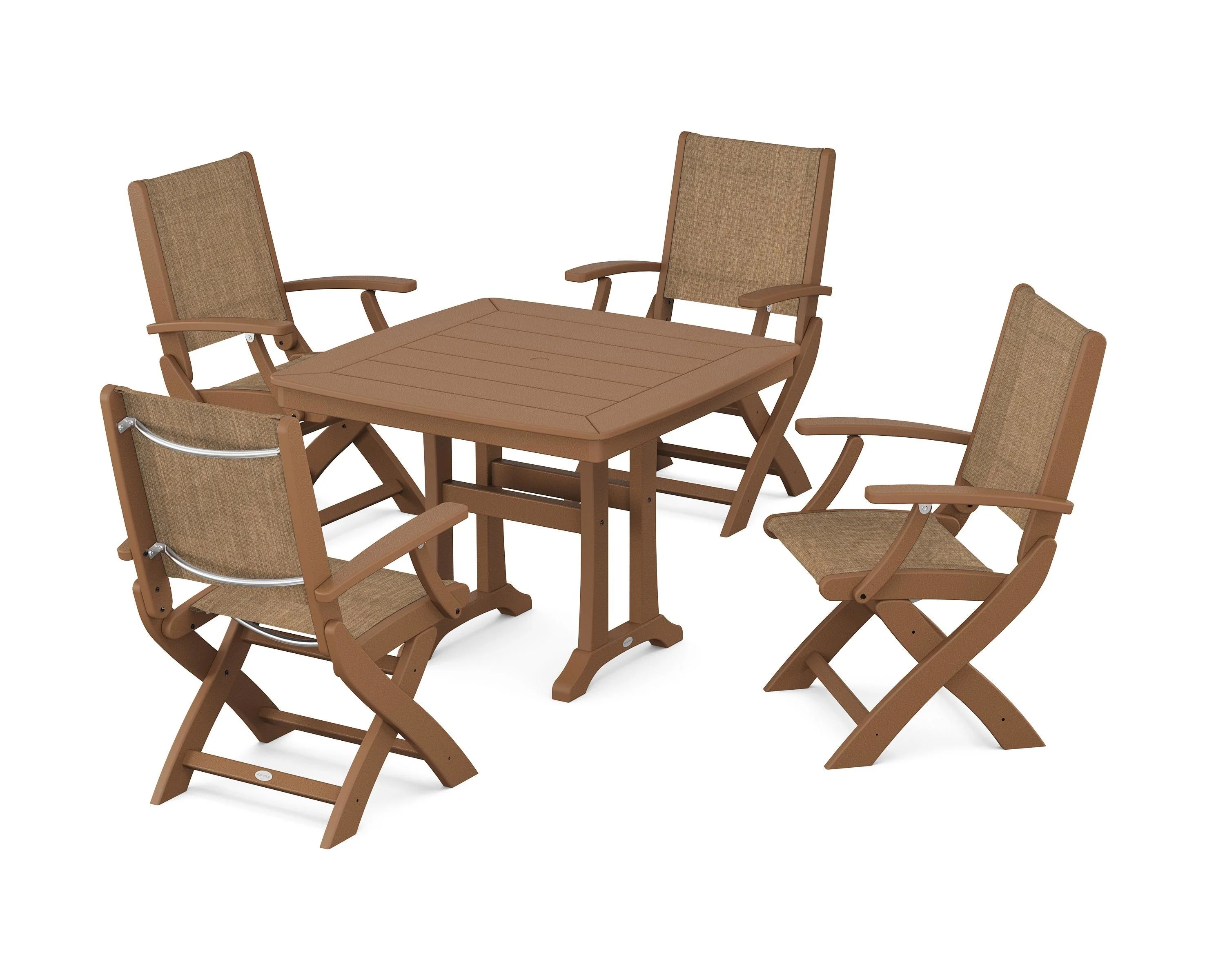 Coastal Folding Chair 5-Piece Dining Set with Trestle Legs - Image 81
