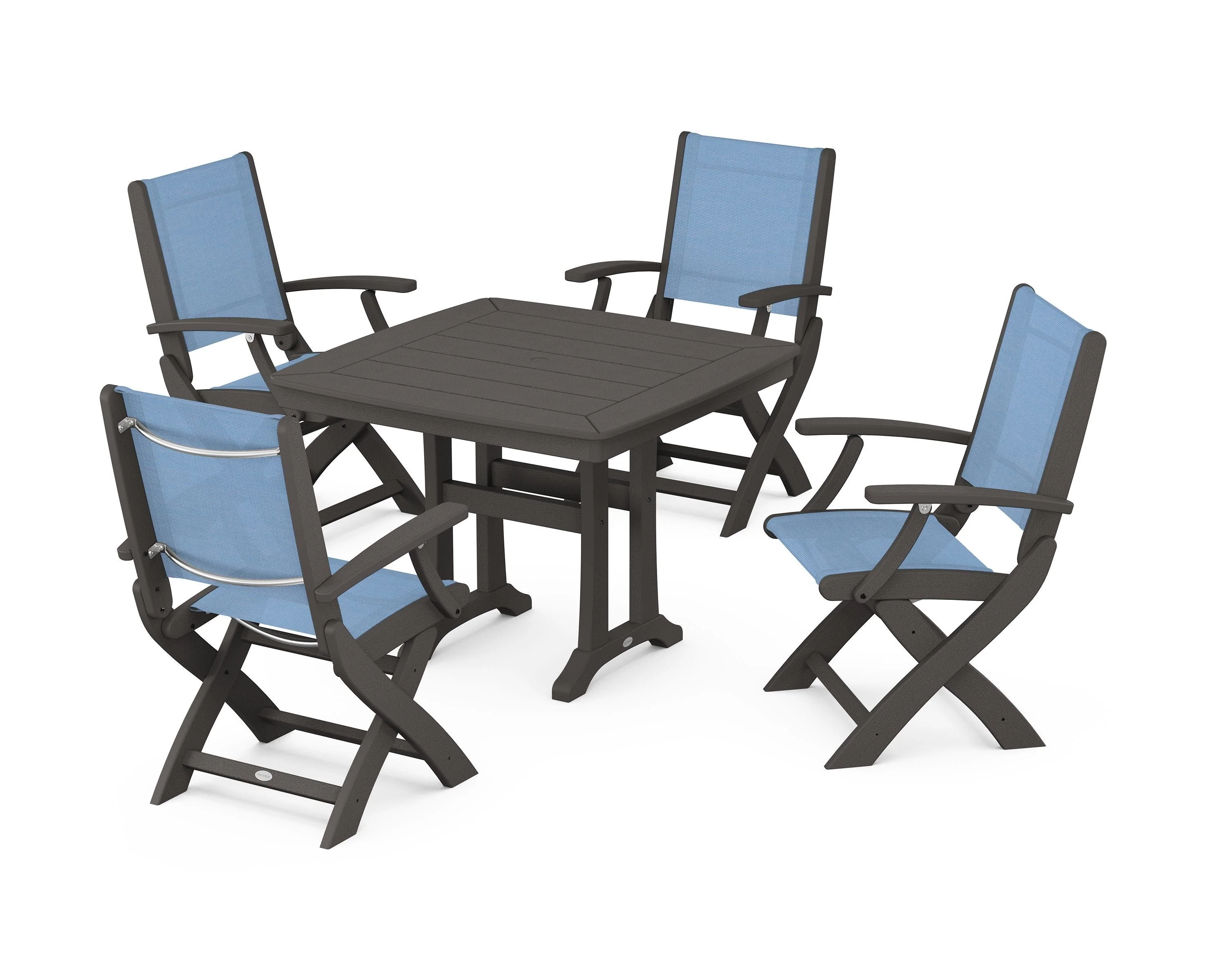 Coastal Folding Chair 5-Piece Dining Set with Trestle Legs - Image 82