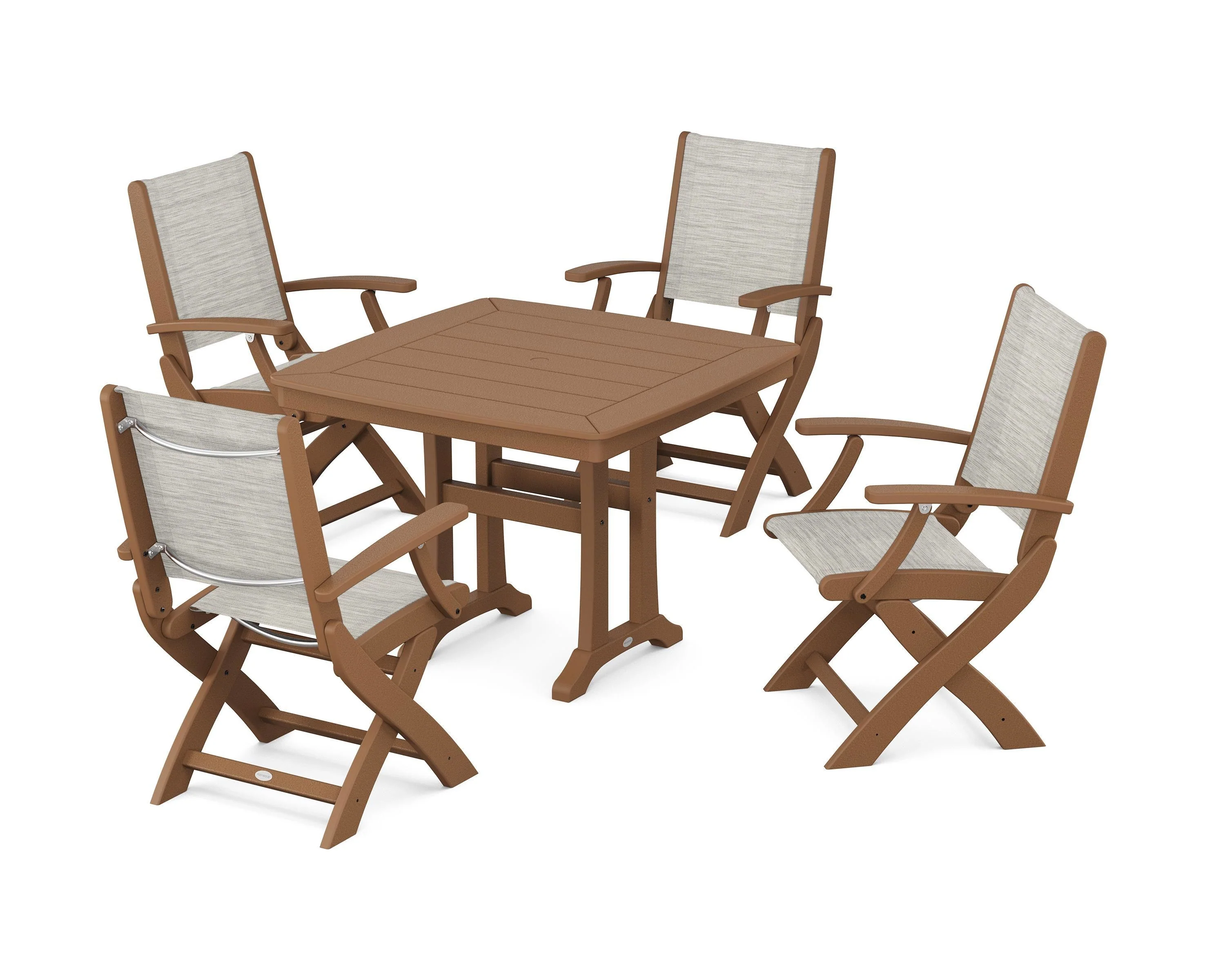 Coastal Folding Chair 5-Piece Dining Set with Trestle Legs - Image 83