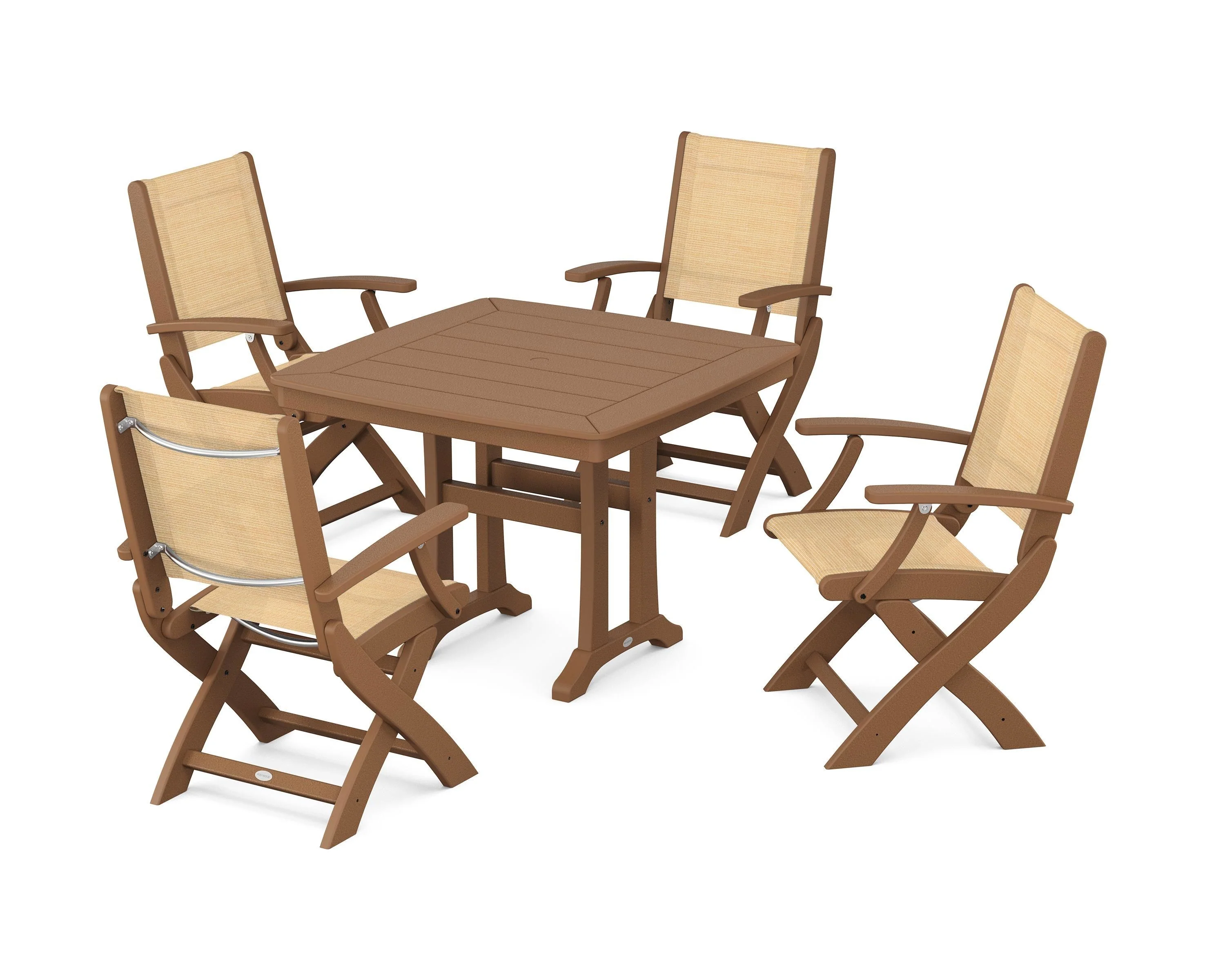Coastal Folding Chair 5-Piece Dining Set with Trestle Legs - Image 87