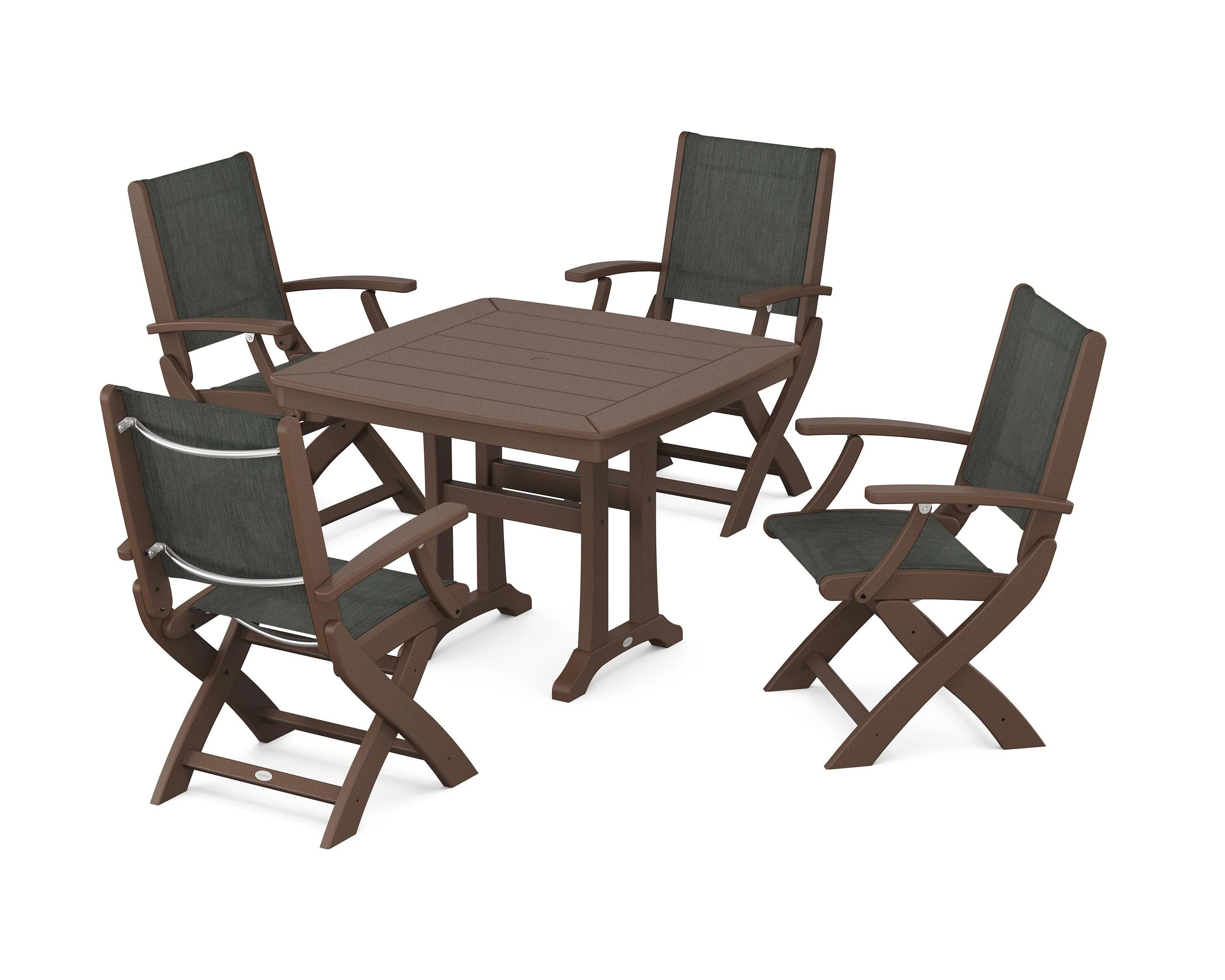 Coastal Folding Chair 5-Piece Dining Set with Trestle Legs - Image 89