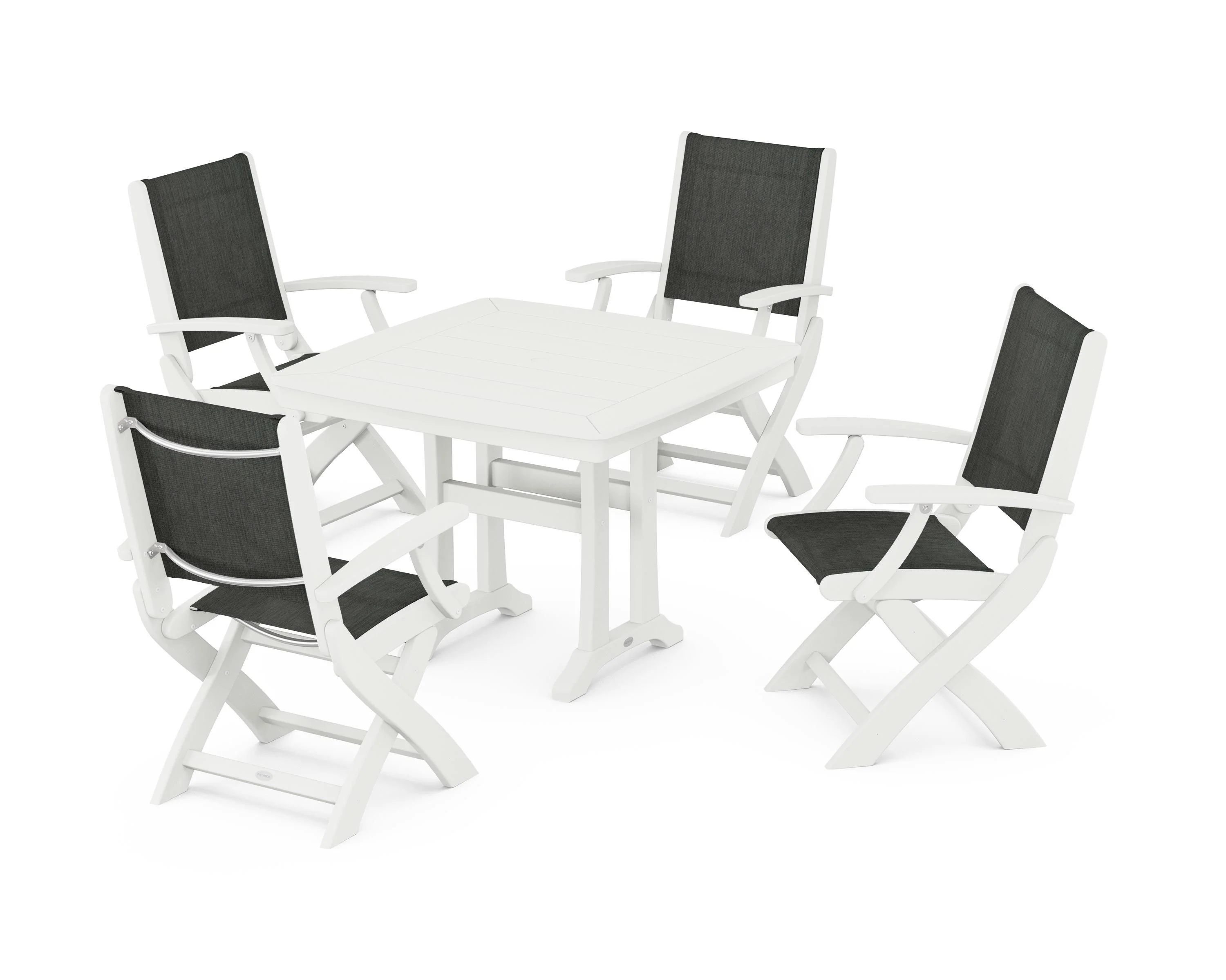 Coastal Folding Chair 5-Piece Dining Set with Trestle Legs - Image 91