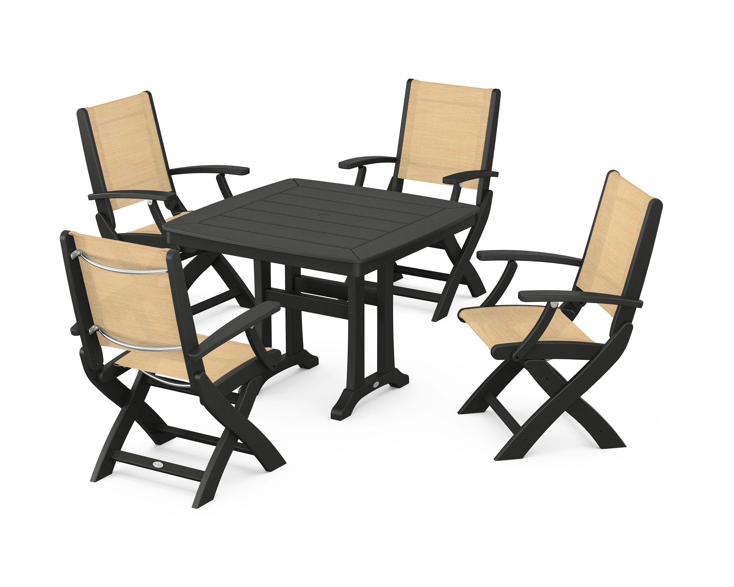 Coastal Folding Chair 5-Piece Dining Set with Trestle Legs - Image 93