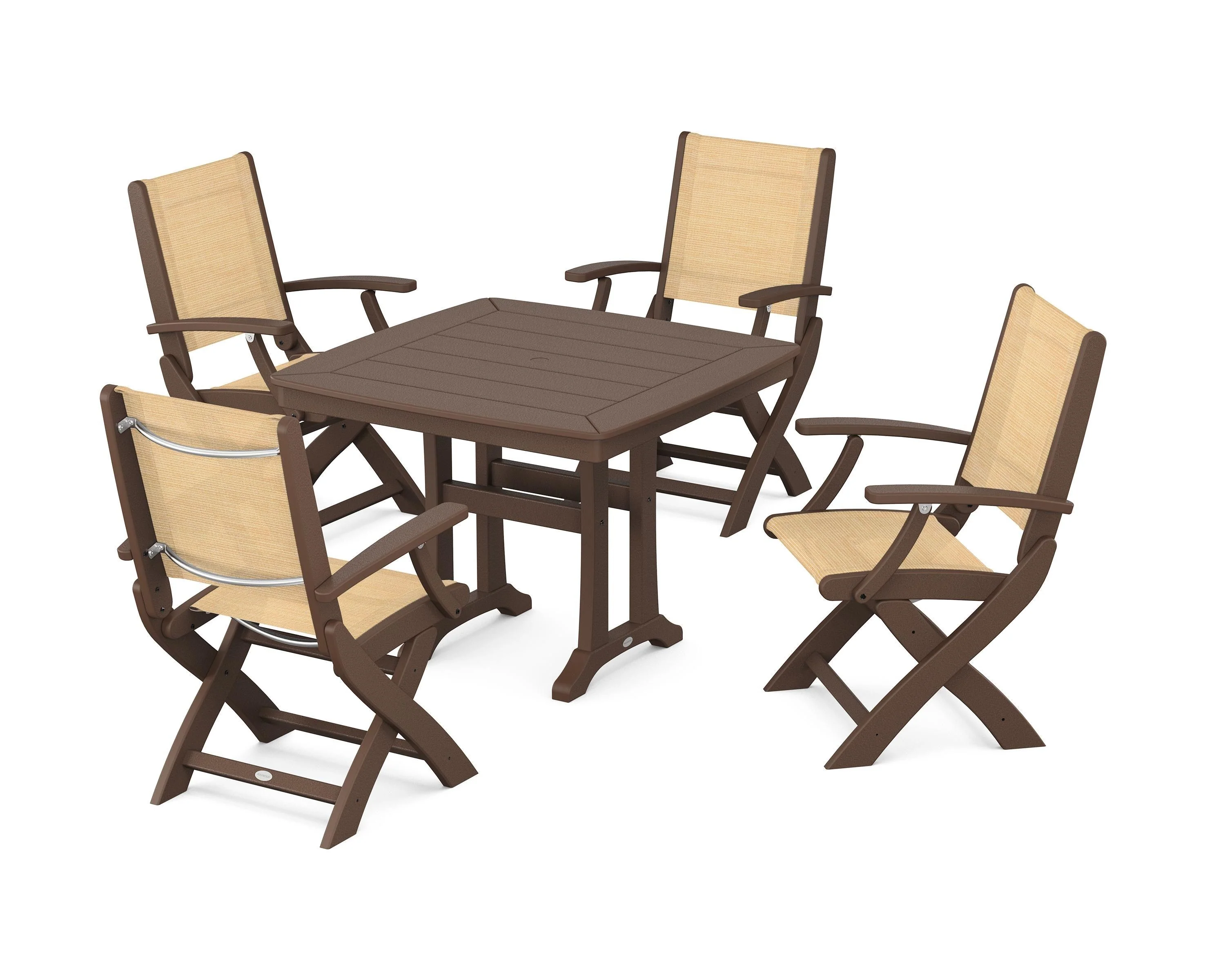 Coastal Folding Chair 5-Piece Dining Set with Trestle Legs - Image 99