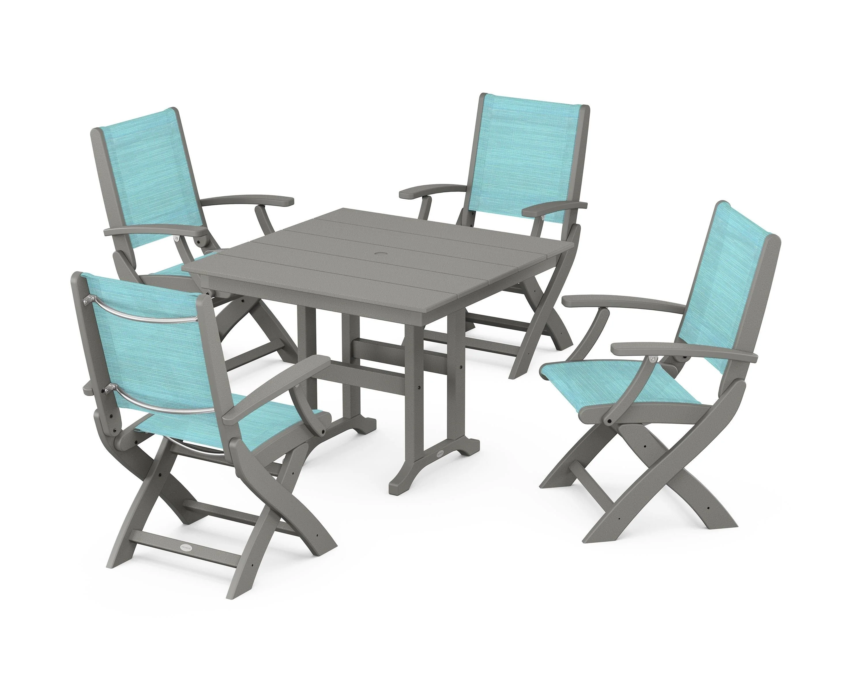Coastal Folding Chair 5-Piece Farmhouse Dining Set - Image 100