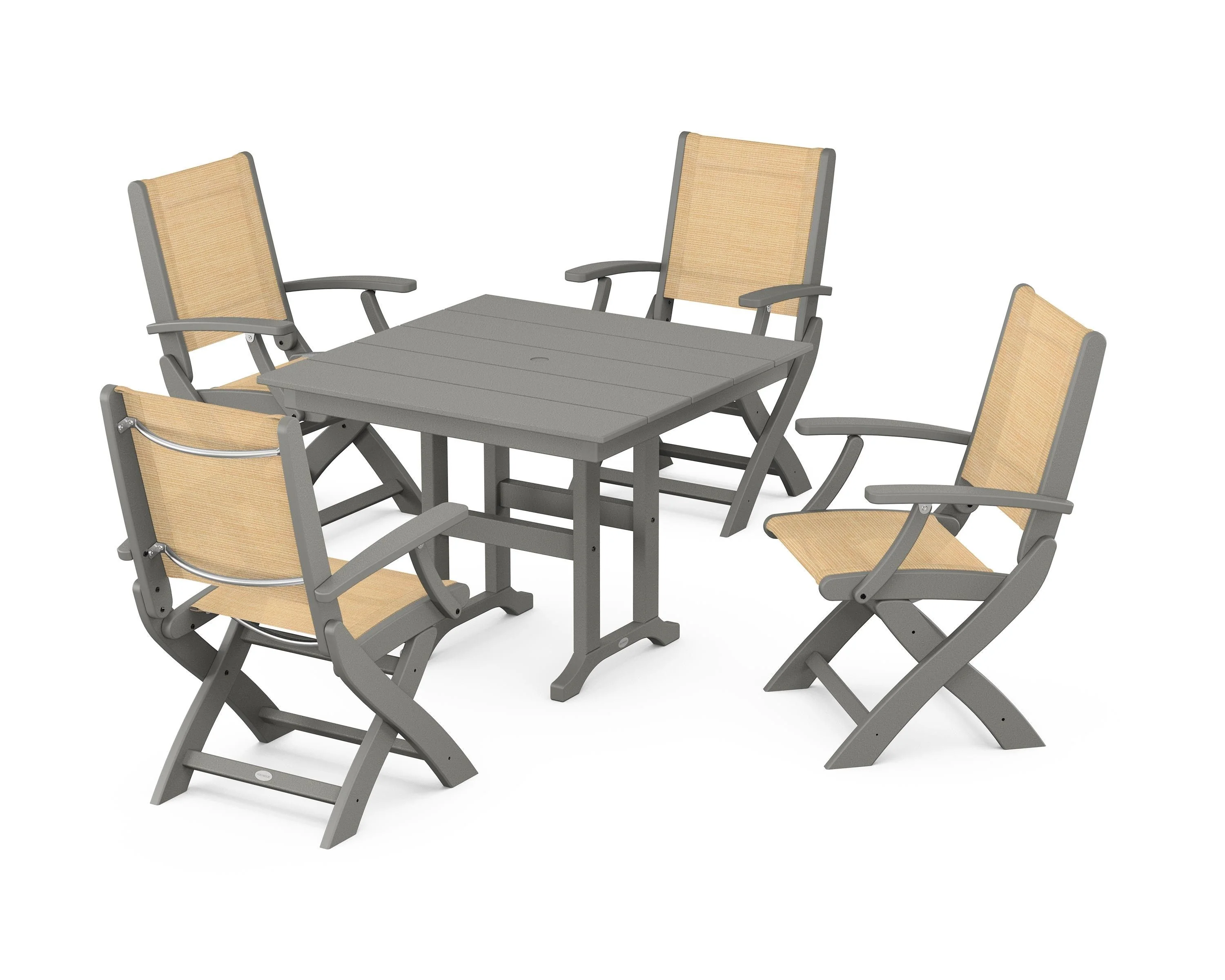 Coastal Folding Chair 5-Piece Farmhouse Dining Set - Image 101